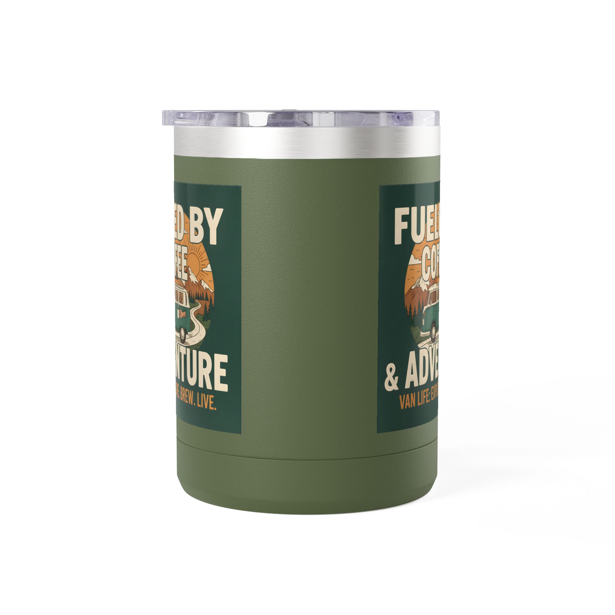 Coffee Mug Tumbler, 15oz — "Fueled by Coffee & Adventure"