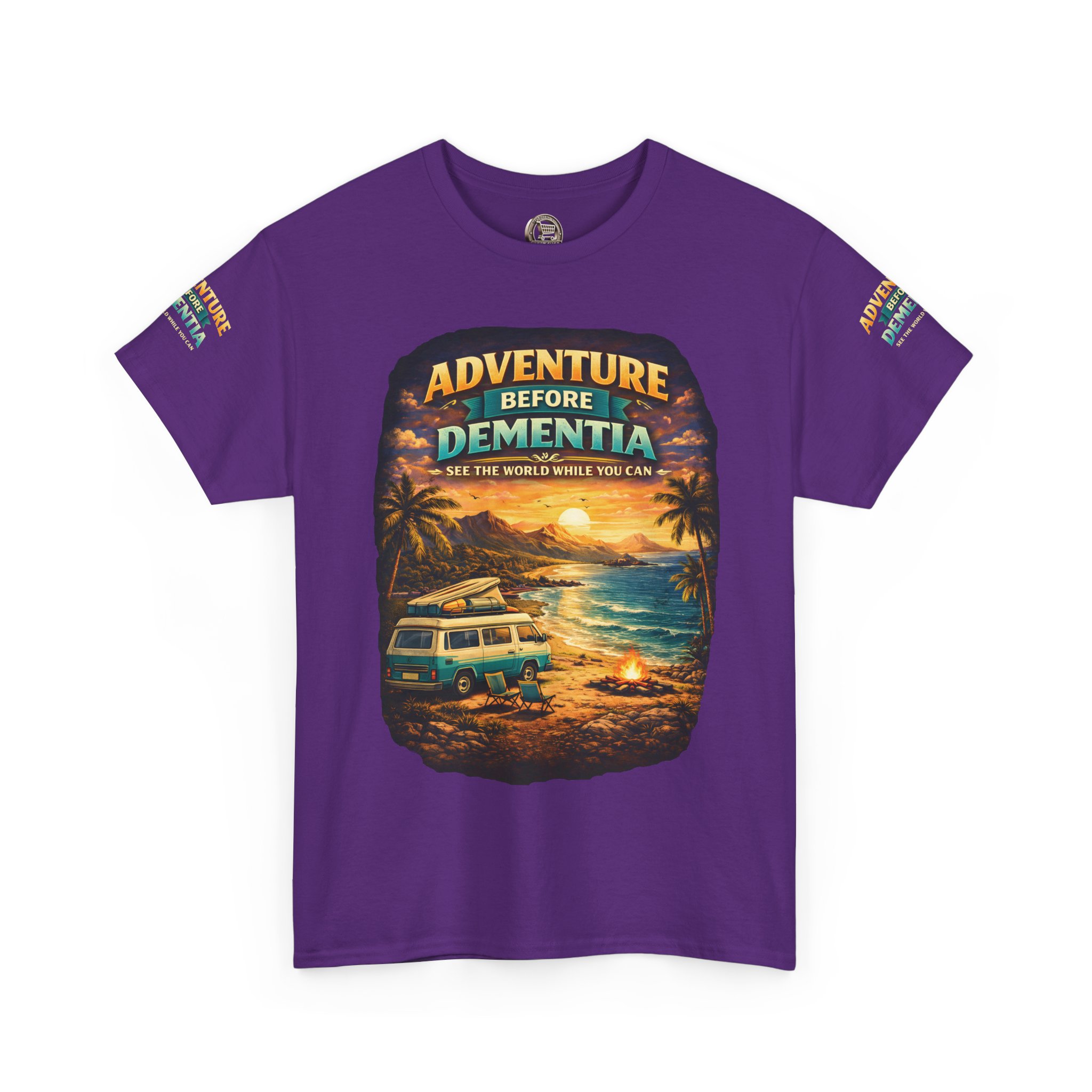 Unisex Heavy Cotton Tee — "Adventure Before Dementia" Design Scenic-Line