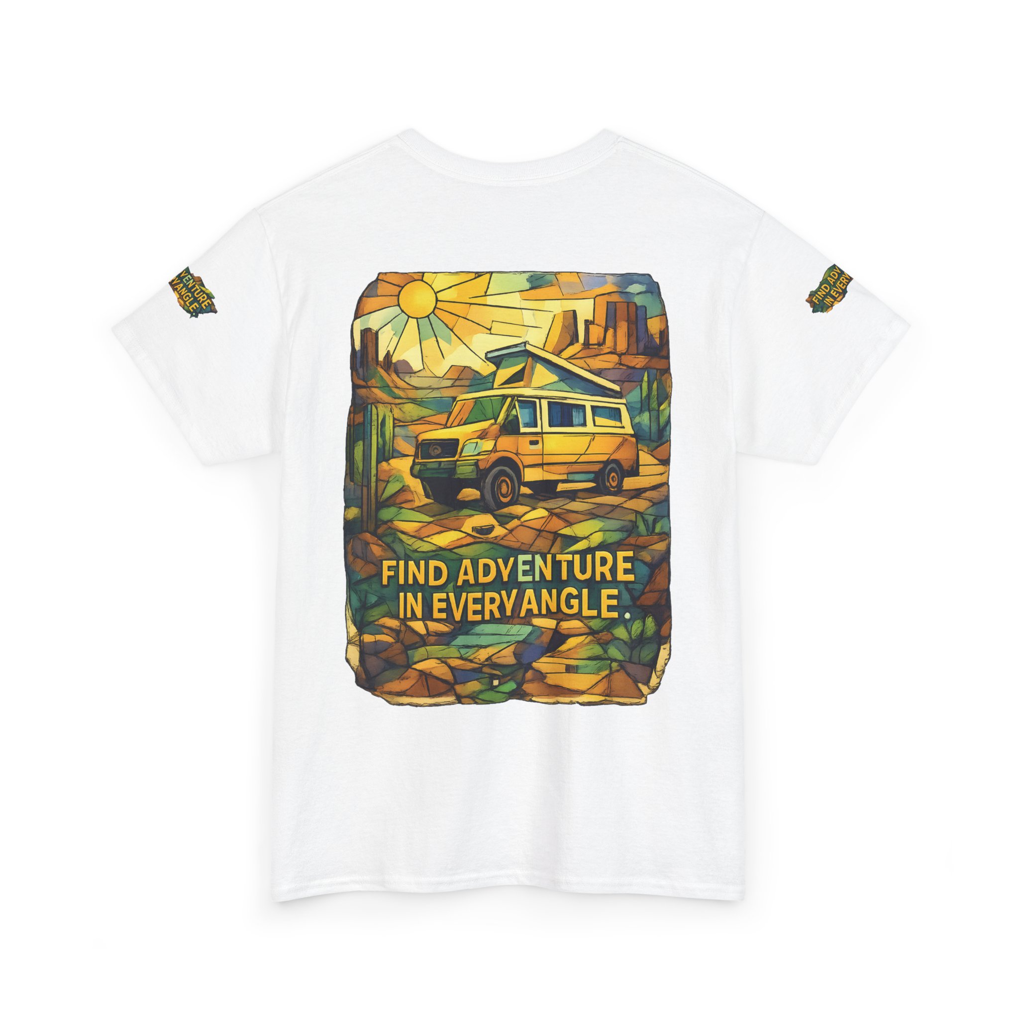 Unisex Heavy Cotton Tee — "Find Adventure In Every Corner" Design Cubic-Line