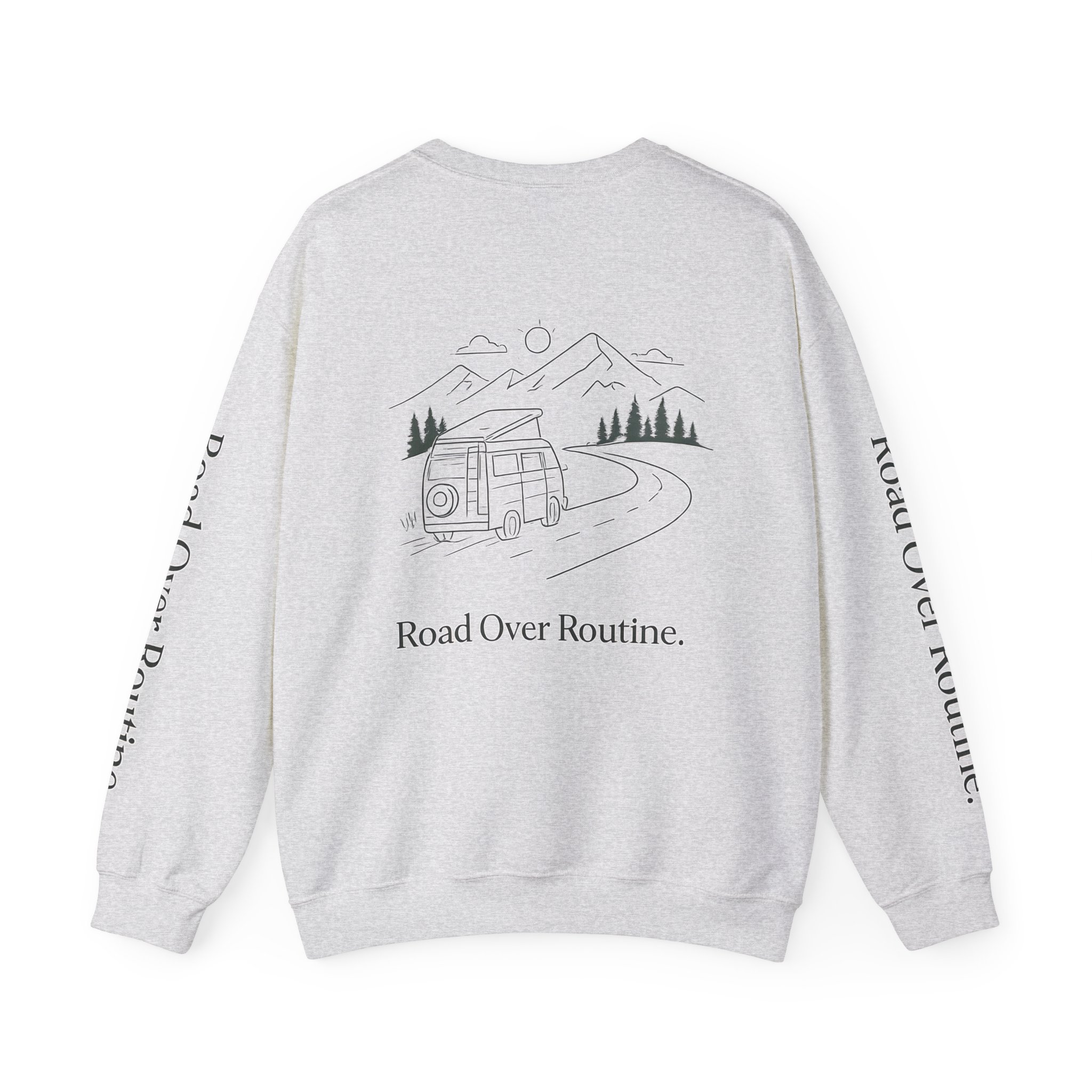 Unisex Heavy Blend™ Crewneck Sweatshirt — "Road Over Routine" Design Minimal-Line