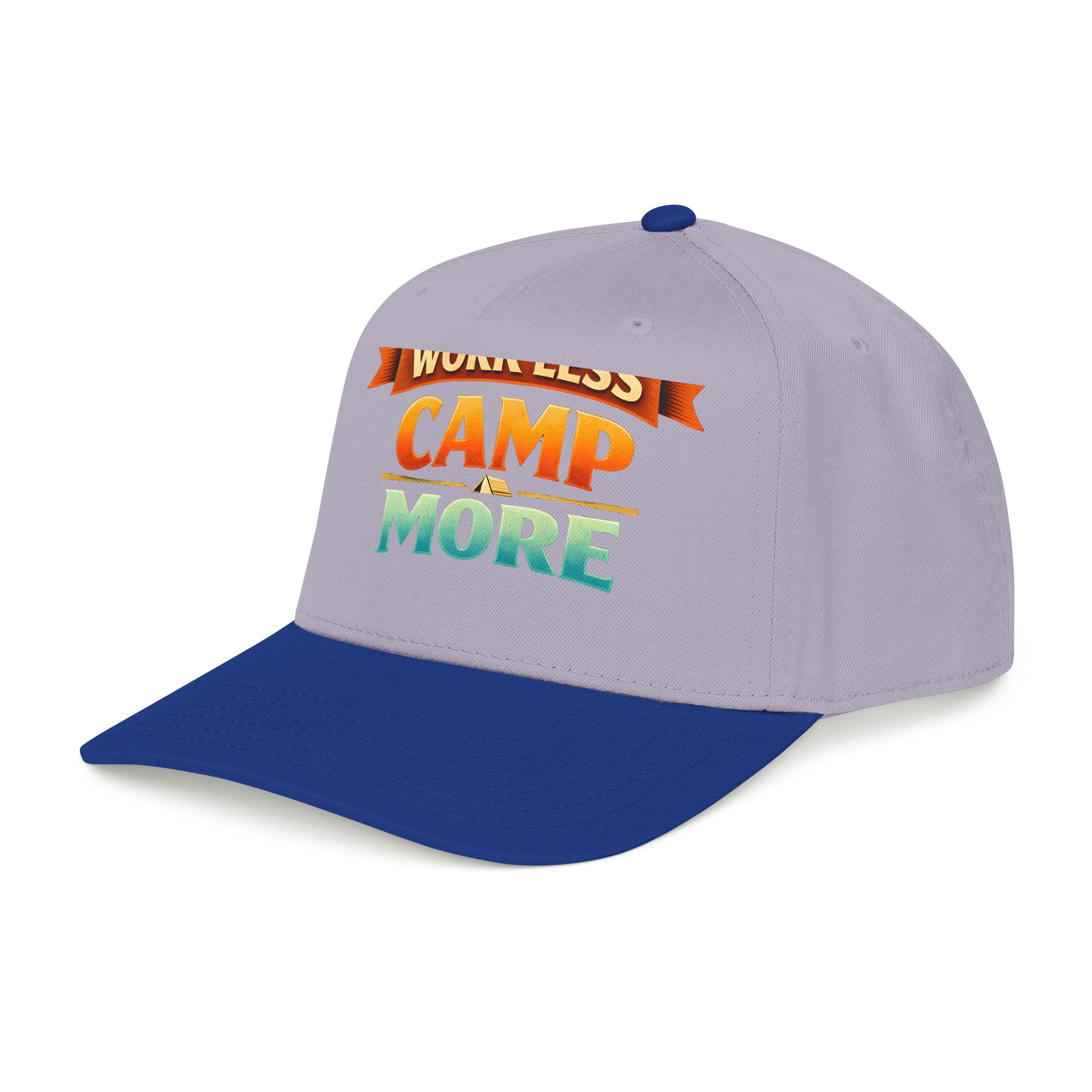 Baseball Cap - "Work Less-Camp More" Design Scenic-Line
