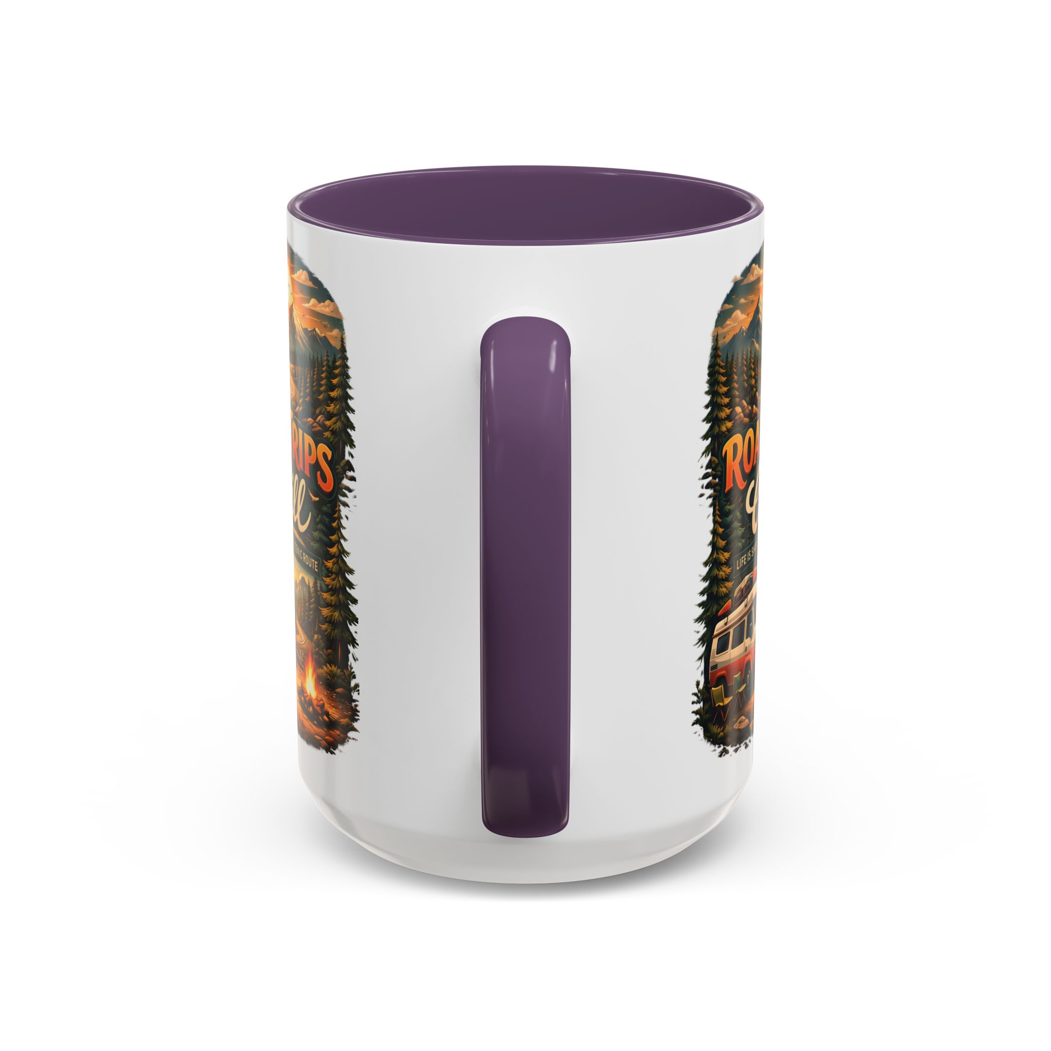 Accent Coffee Mug (11, 15oz) — "Road Trips & Chill" Design Scenic-Line