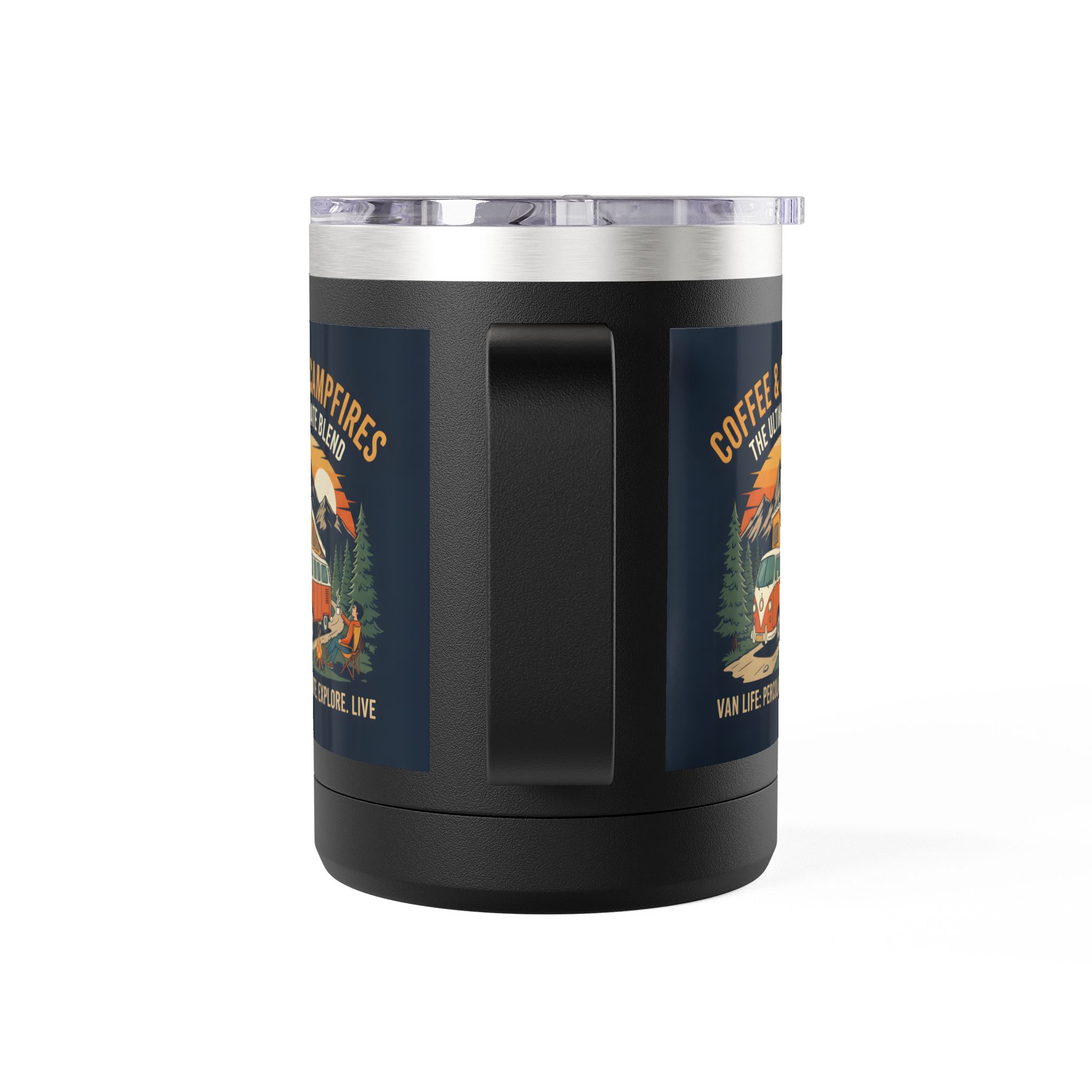 Coffee Mug Tumbler, 15oz — “Coffee & Campfires: The Ultimate Blend”