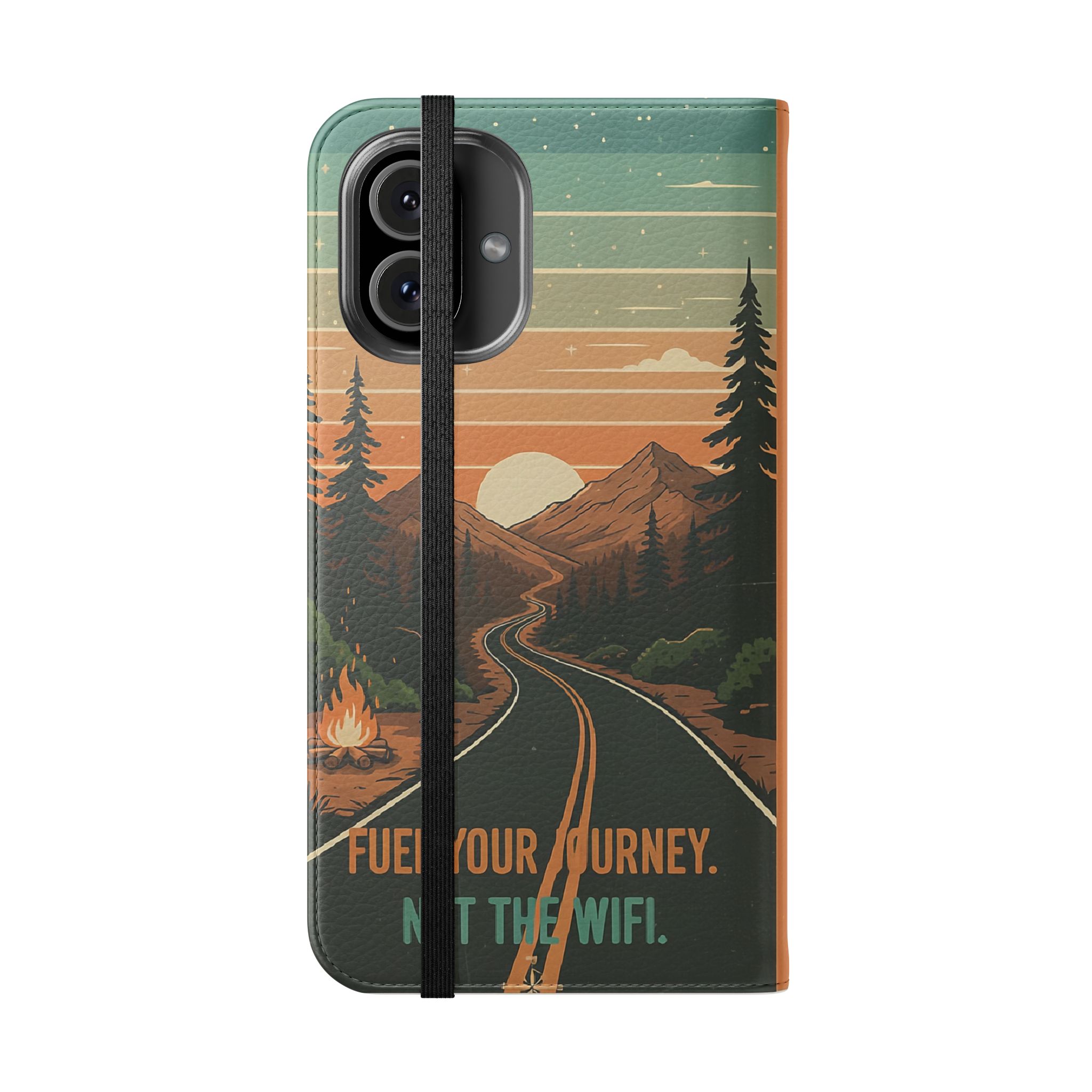 Flip Phone Case — "Adventure Awaits Unplug & Drive" Wallet Case