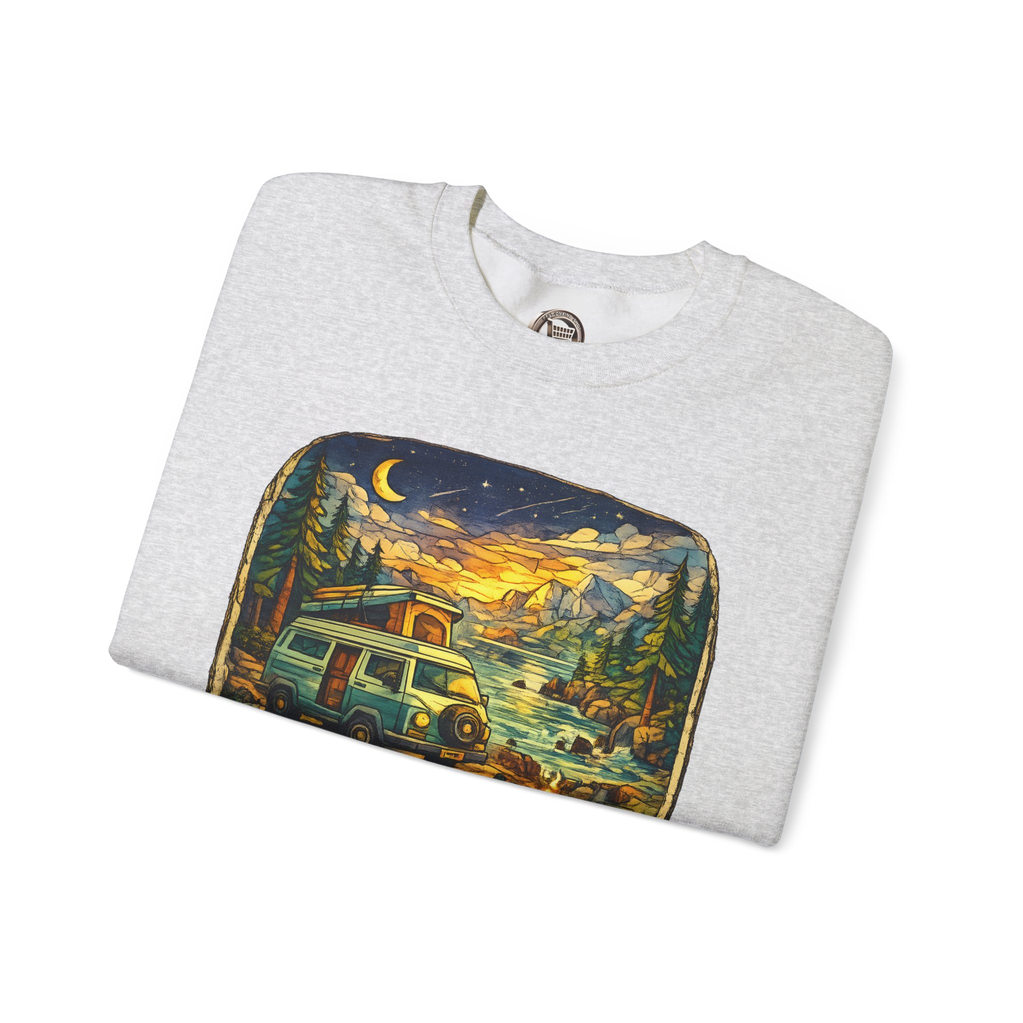 Unisex Heavy Blend™ Crewneck Sweatshirt — "Home Is Where You Park It" Design Cubic-Line