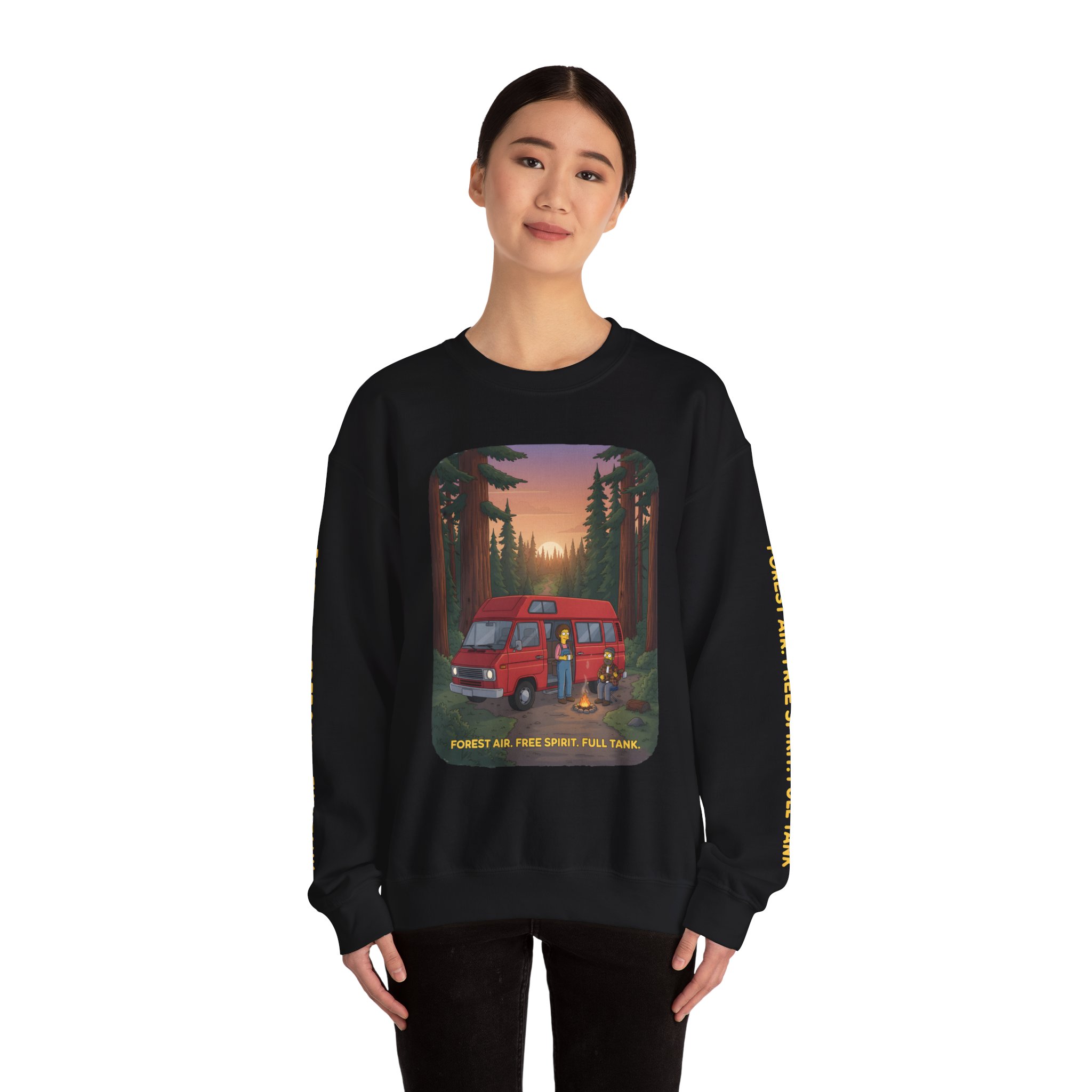 6451979345905373070_2048.jpeg Unisex Heavy Blend™ Crewneck Sweatshirt — "Forest Air Free Spirit Full Tank" Design Sitcom-Line