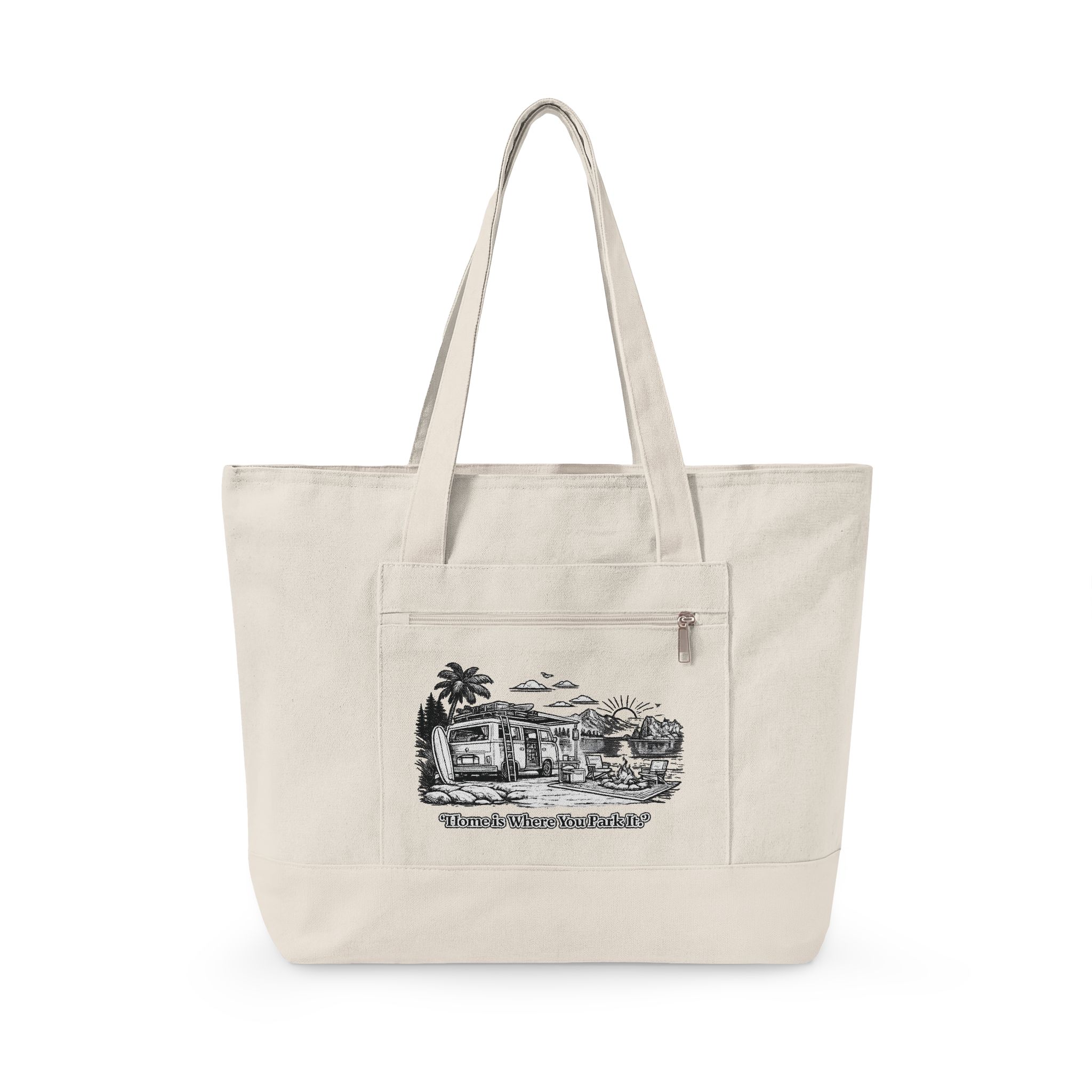 6452183423376778250_2048.jpeg Zippered Canvas Tote — "Adventure Is Where You park It" (Design Minimal-Line)