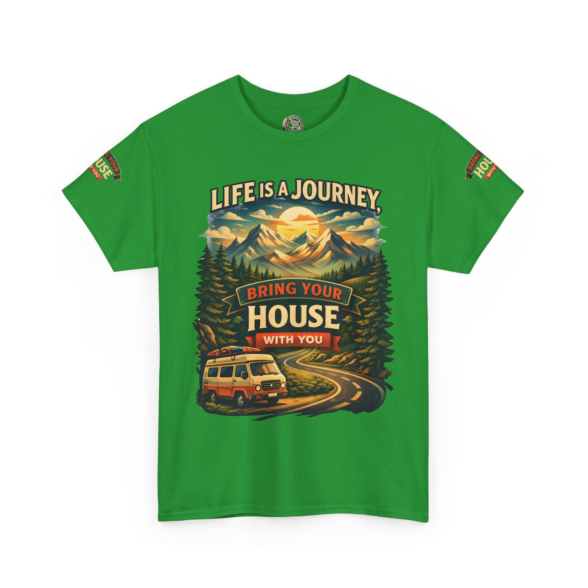 6452755338021694076_2048.jpeg Unisex Heavy Cotton Tee — "Live Is A Journey-Bring Your House With You" Design Scenic-Line