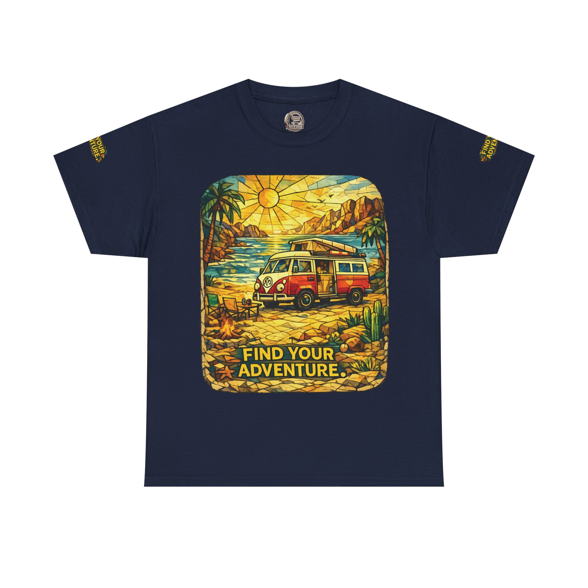 Unisex Heavy Cotton Tee — "Find Your Adventure" Design Cubic-Line