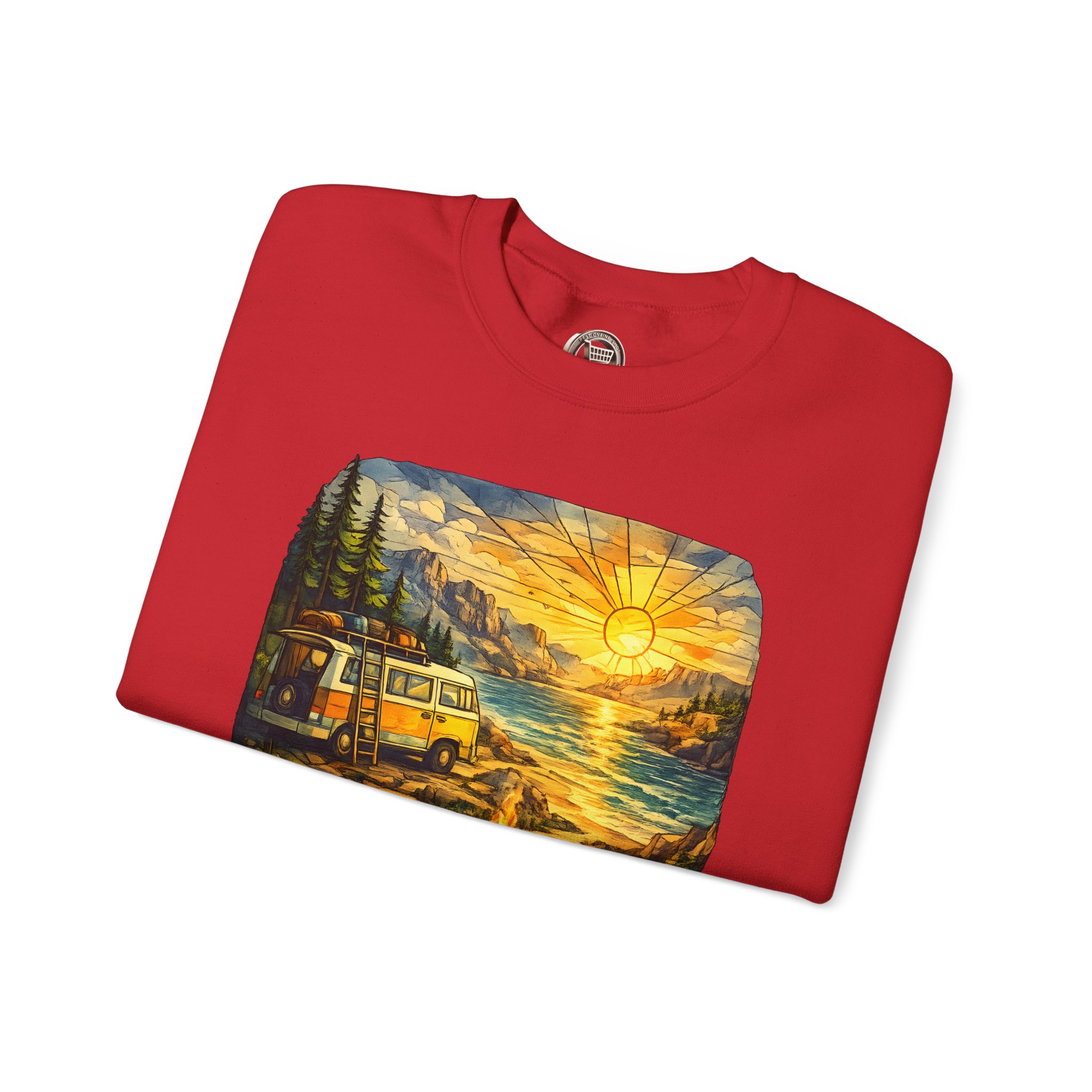 Unisex Heavy Blend™ Crewneck Sweatshirt — "Not All Who Wander Are Lost" Design Cubic-Line