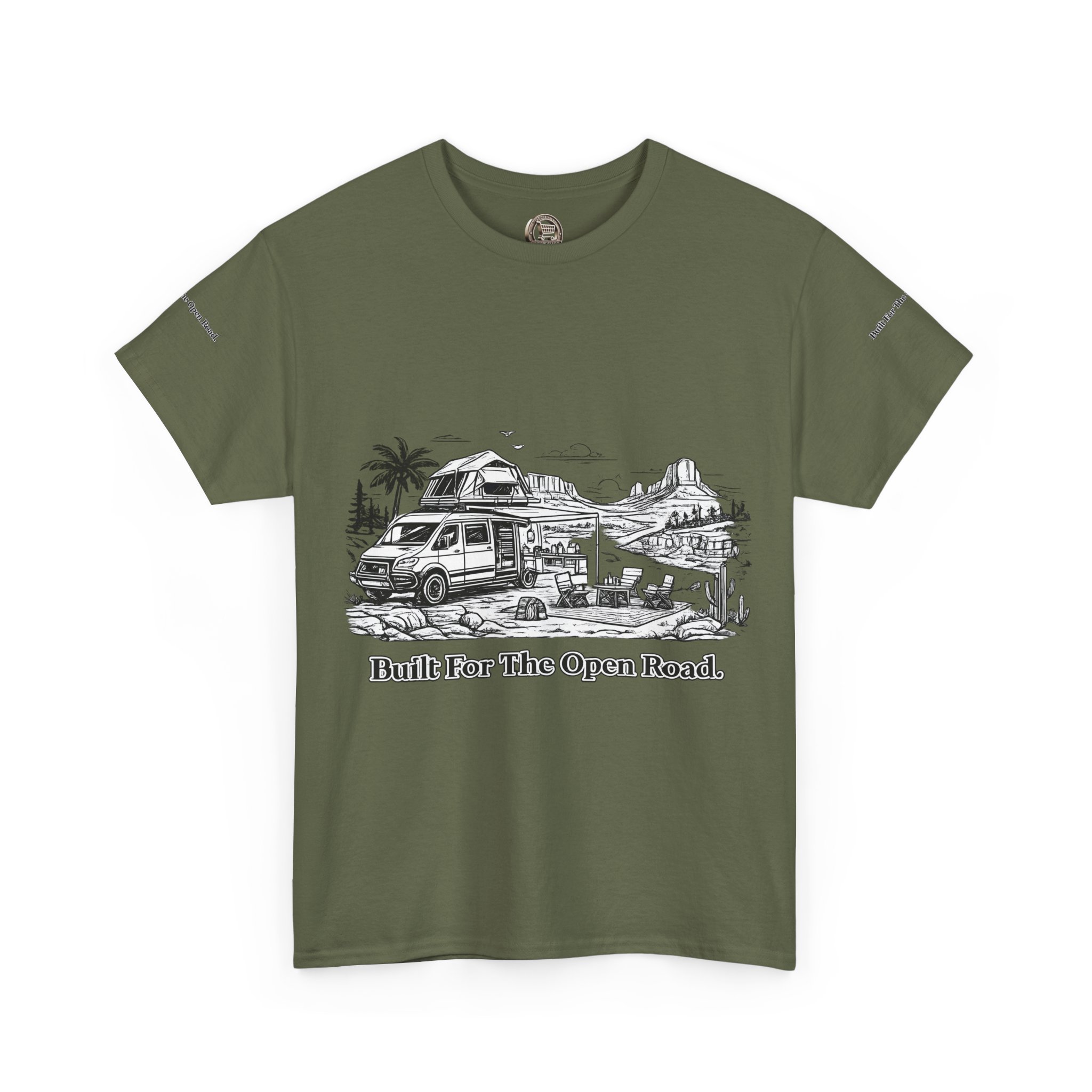 6468118955452510545_2048.jpeg Unisex Heavy Cotton Tee — "Built For The Open Road" Design Minimal-Line