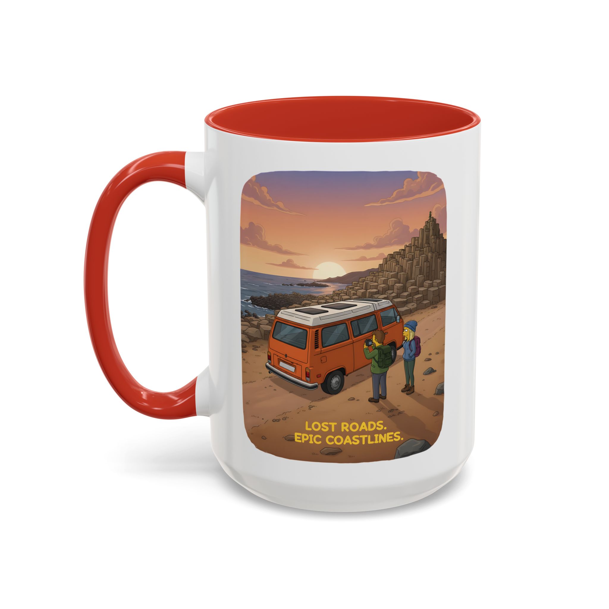 Accent Coffee Mug (11, 15oz) — "Lost Roads Epic Coastlines" Design Sitcom-Line