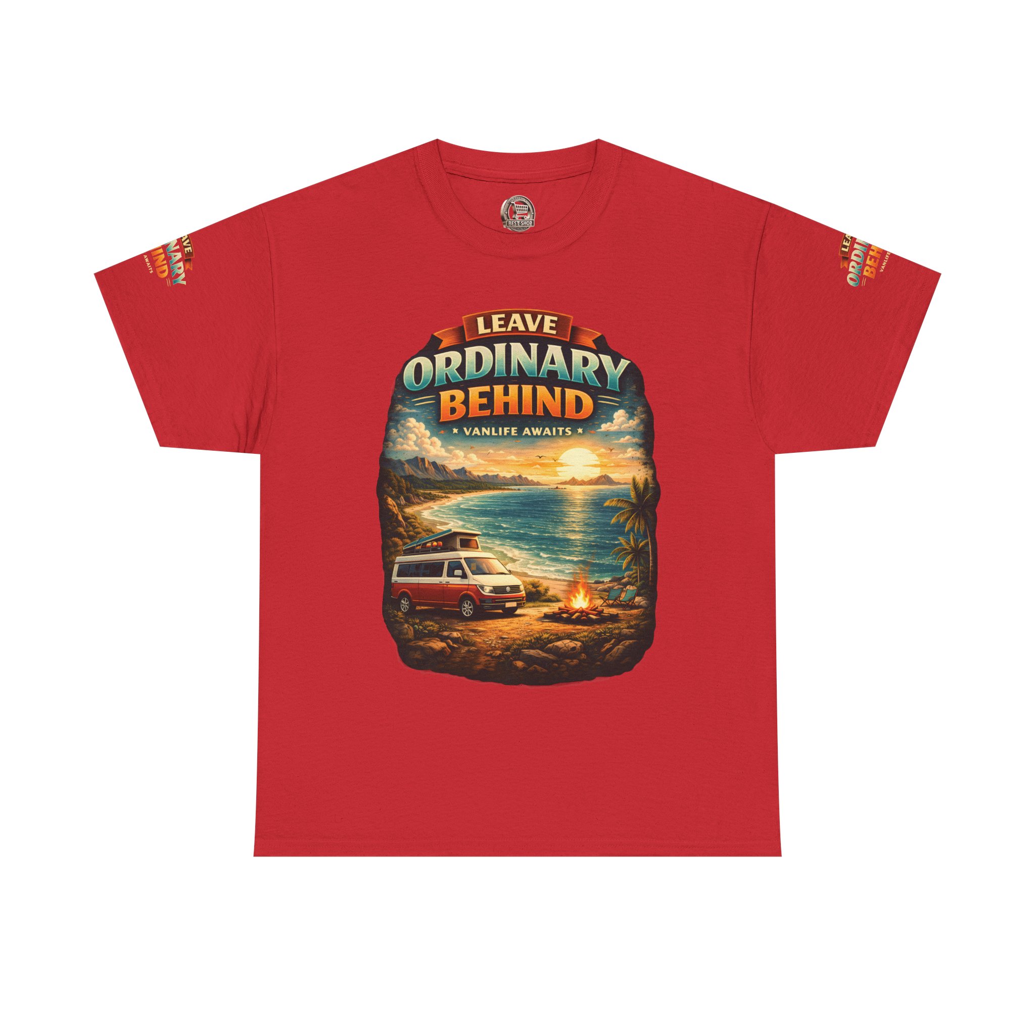 Unisex Heavy Cotton Tee — "Leave Ordinary Behind" Design Scenic-Line