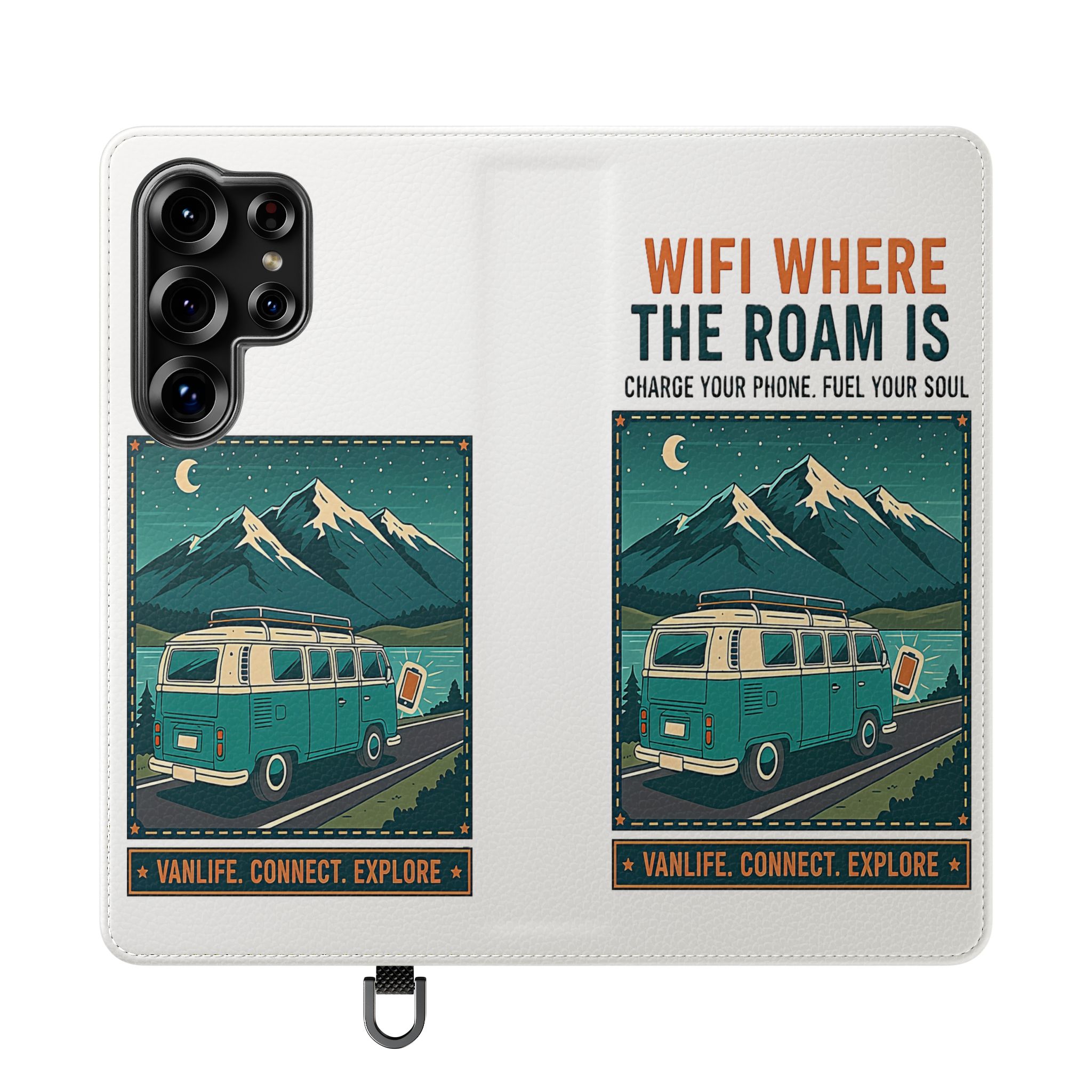 Flip Phone Case — “WiFi Where the Roam Is” Vanlife Wallet Case