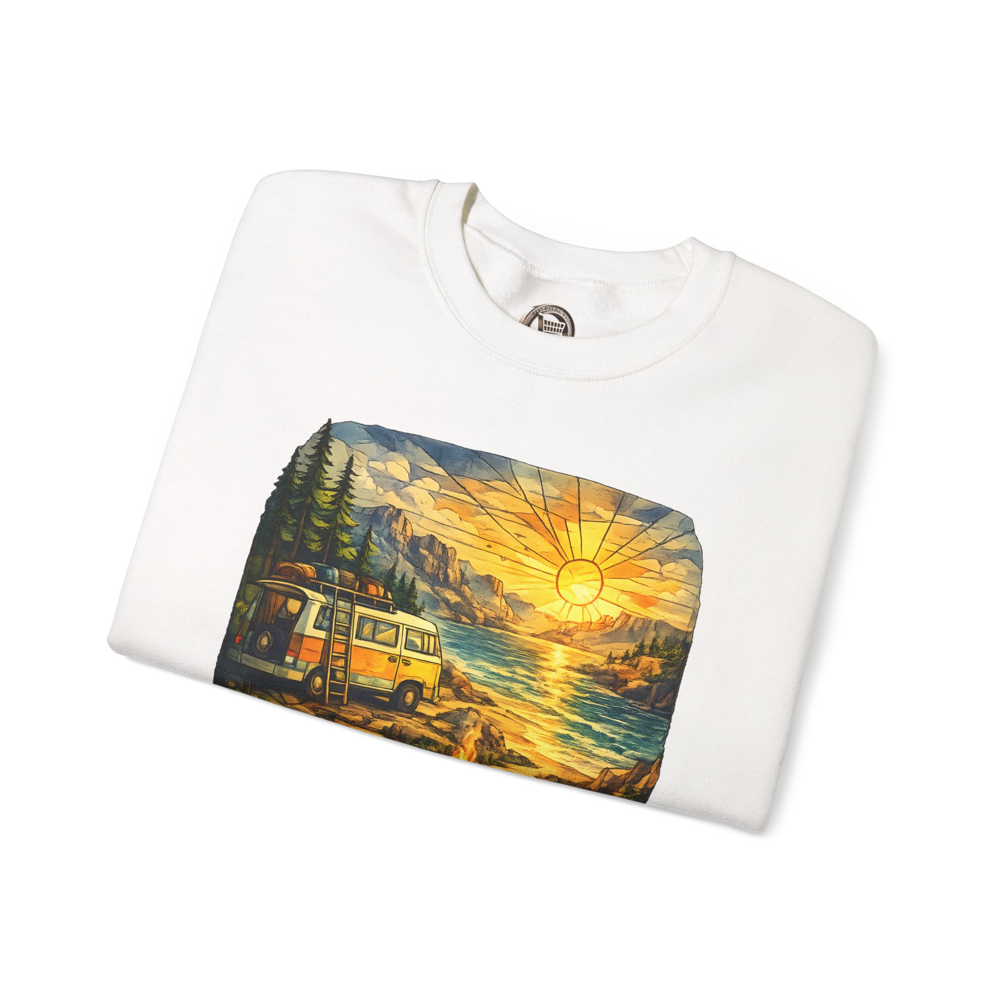 Unisex Heavy Blend™ Crewneck Sweatshirt — "Not All Who Wander Are Lost" Design Cubic-Line