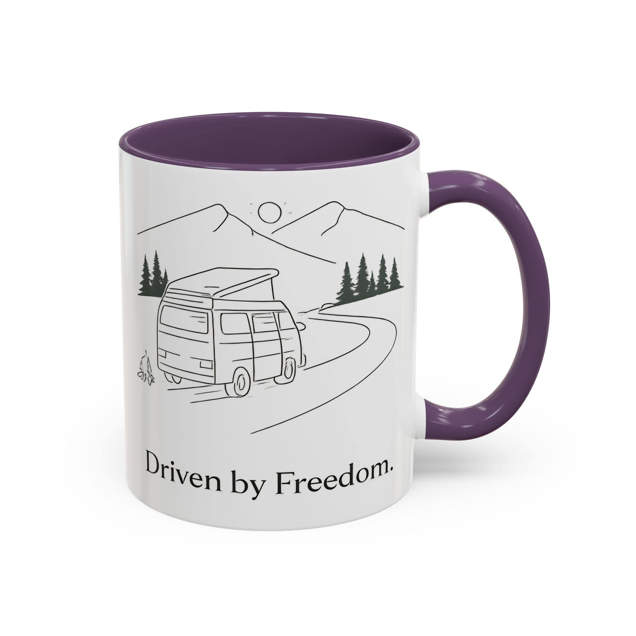 Accent Coffee Mug (11, 15oz) — "Driven By Freedom" Design Minimal-Line