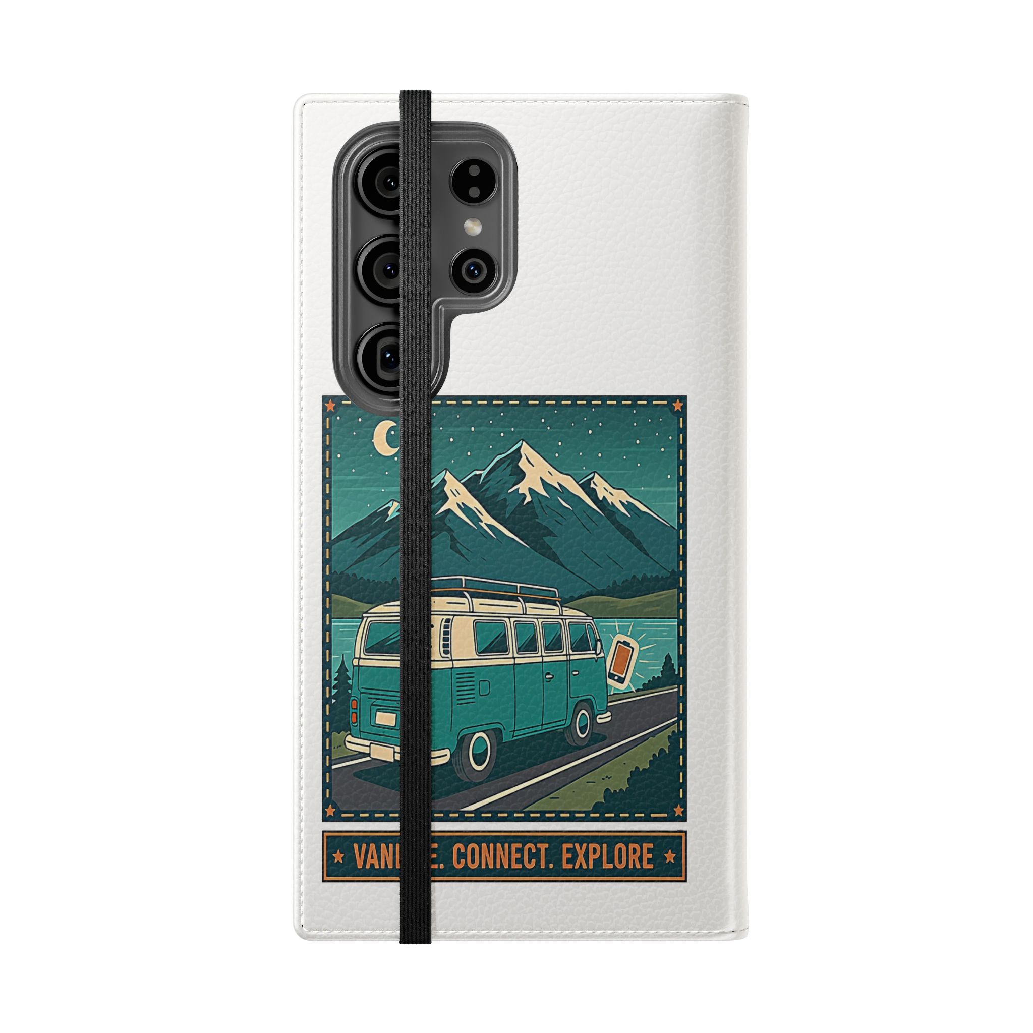 Flip Phone Case — “WiFi Where the Roam Is” Vanlife Wallet Case