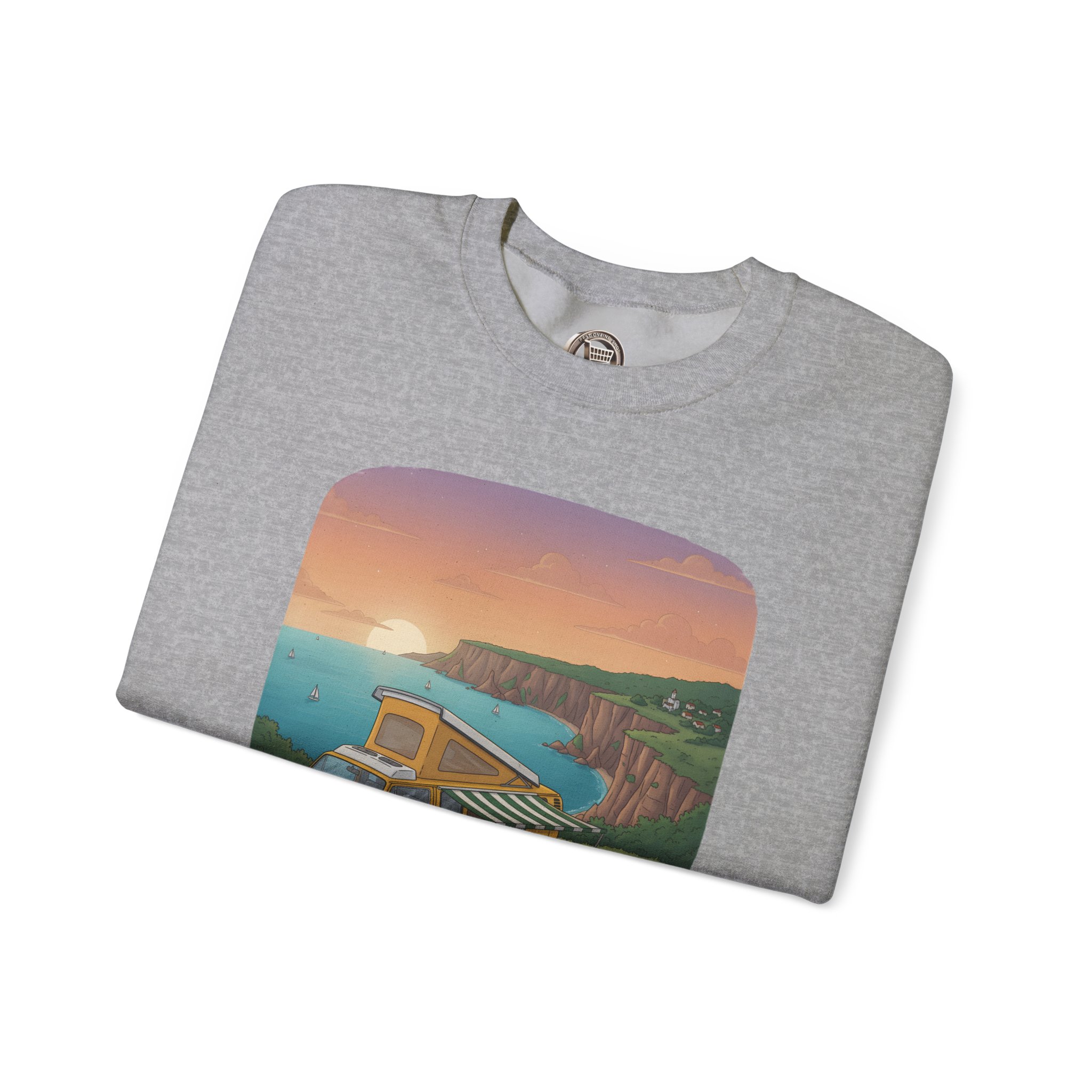 Unisex Heavy Blend™ Crewneck Sweatshirt — "The World Awaits" Design Sitcom-Line