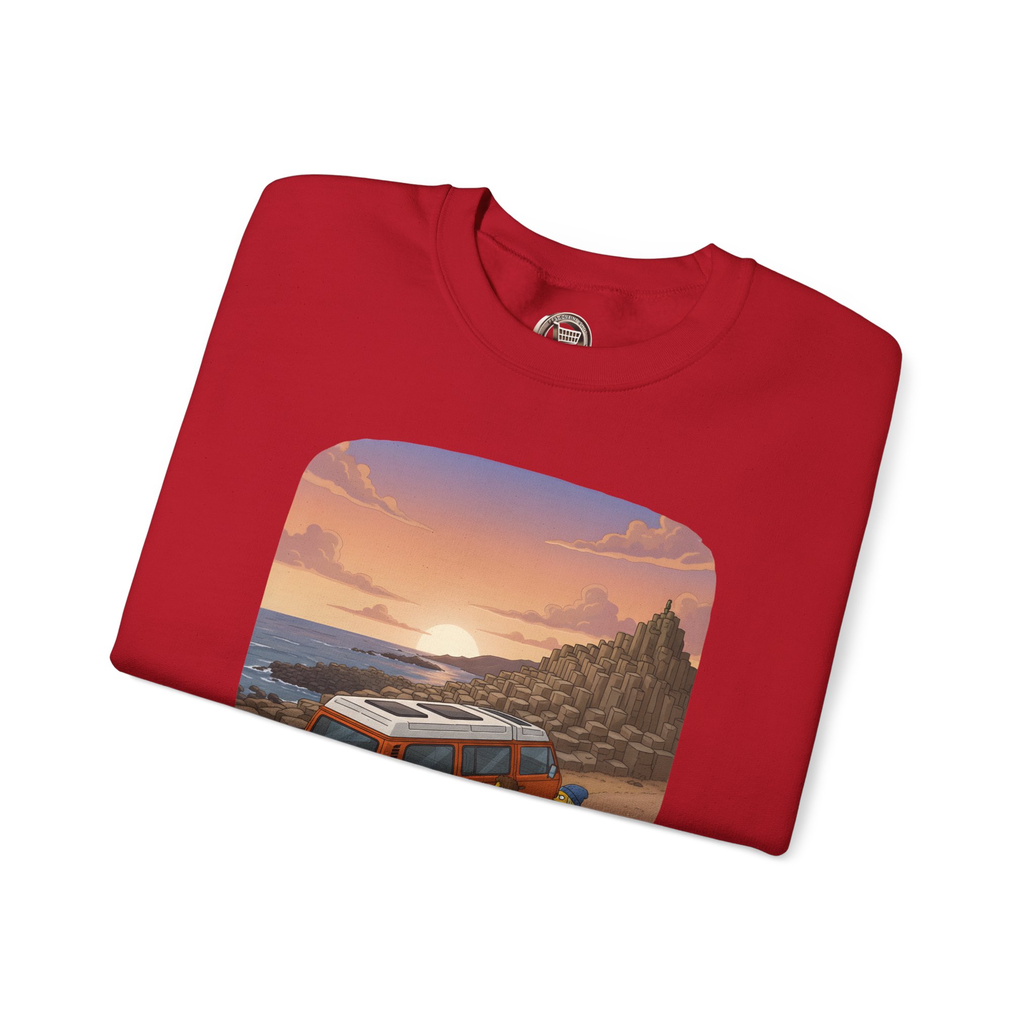Unisex Heavy Blend™ Crewneck Sweatshirt — "Lost Roads Epic Coastlines" Design Sitcom-Line
