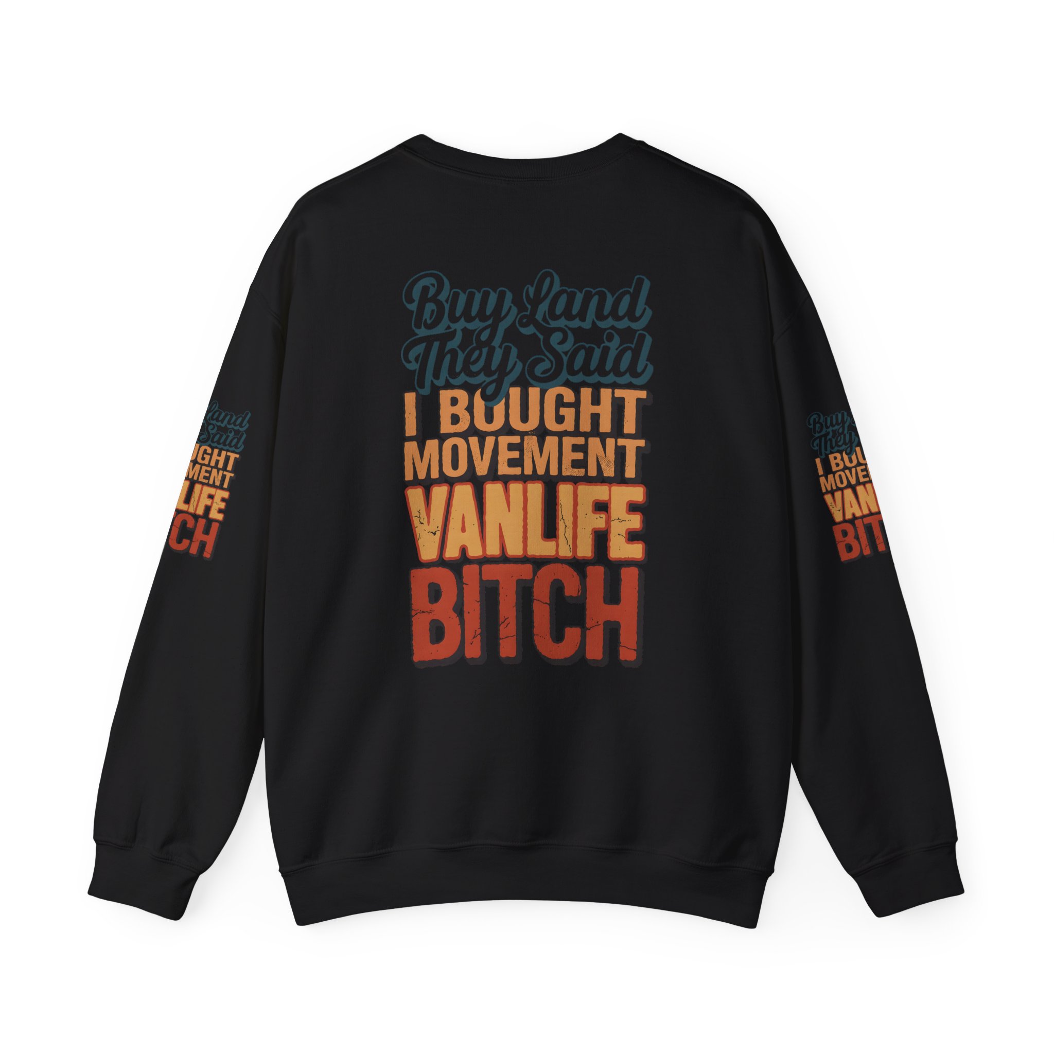Unisex Heavy Blend™ Crewneck Sweatshirt — "Buy Land They Said" Design F**K-Line