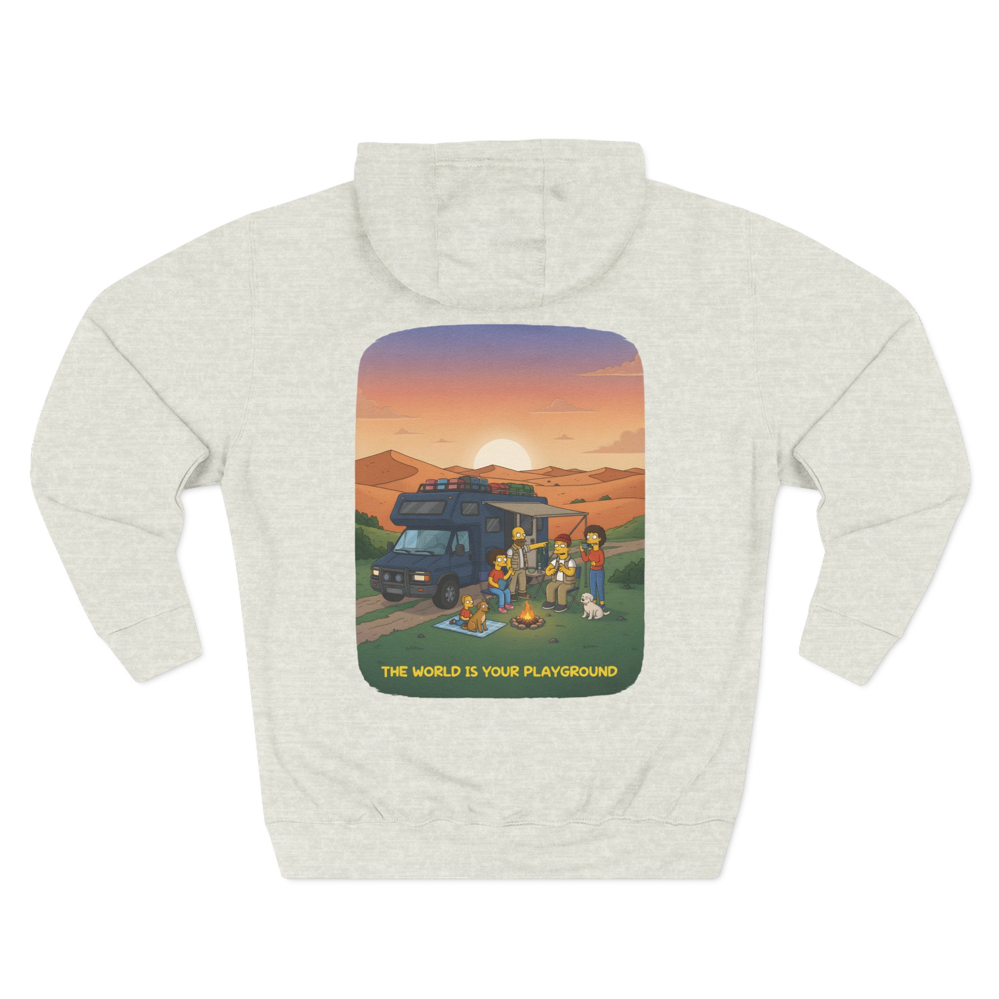 Three-Panel Fleece Hoodie - "The World Is Your playground" Design Sitcom-Line