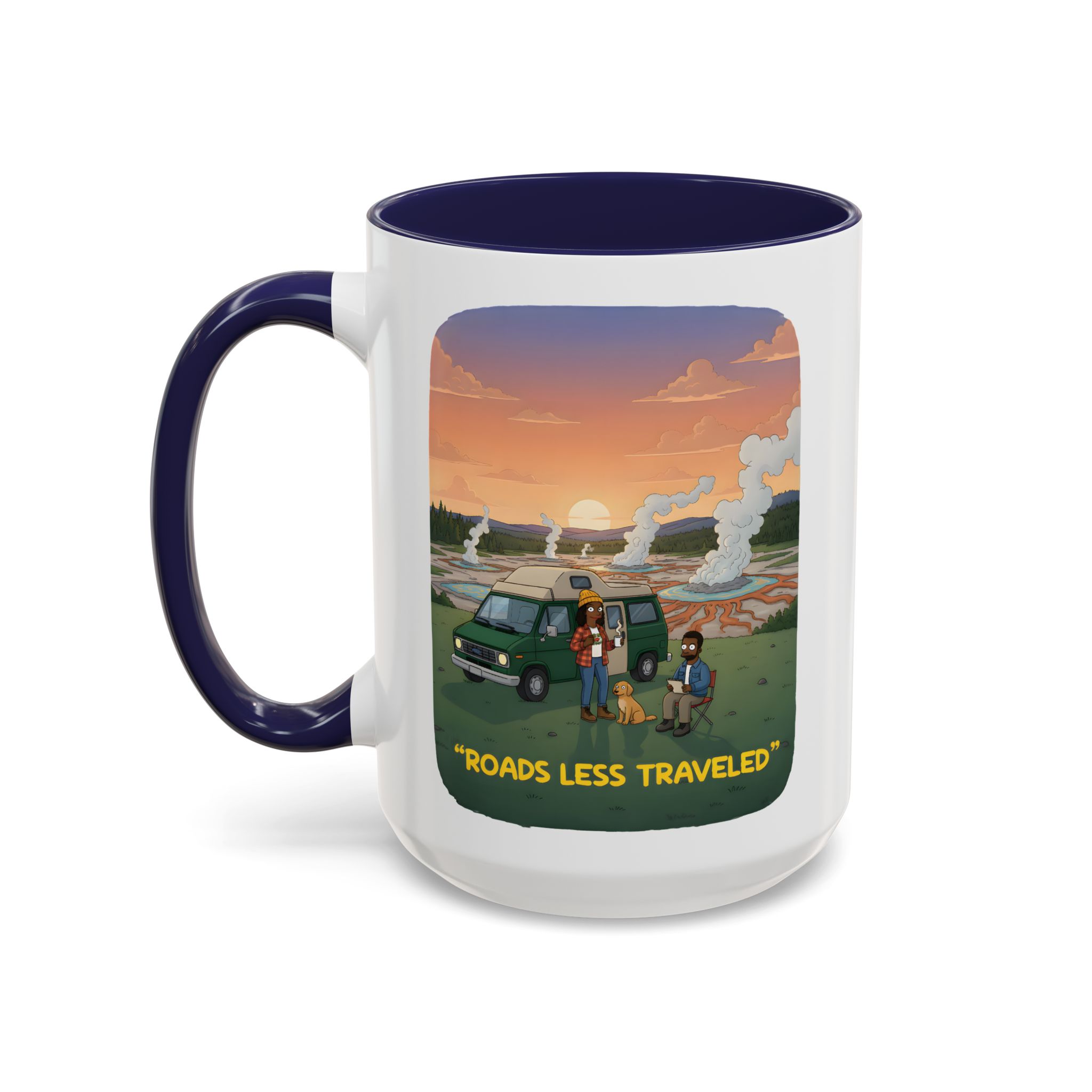Accent Coffee Mug (11, 15oz) — "Roads Less Traveled" Design Sitcom-Line