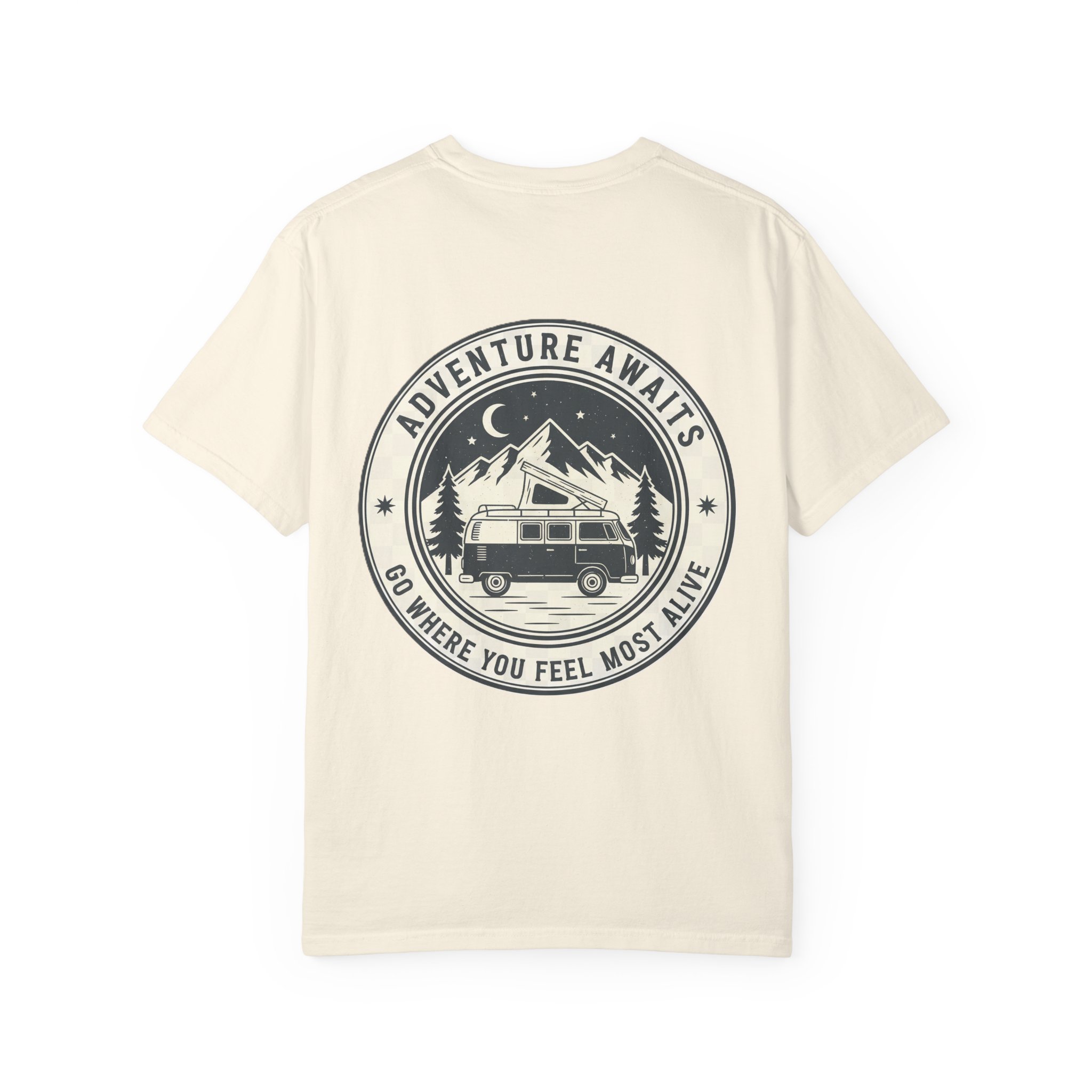 6513129636004638518_2048.jpeg T-Shirt — "Adventure Awaits-Go Where You Feel Most Alive" (Front + Back Printed) Outdoor Travel Tee
