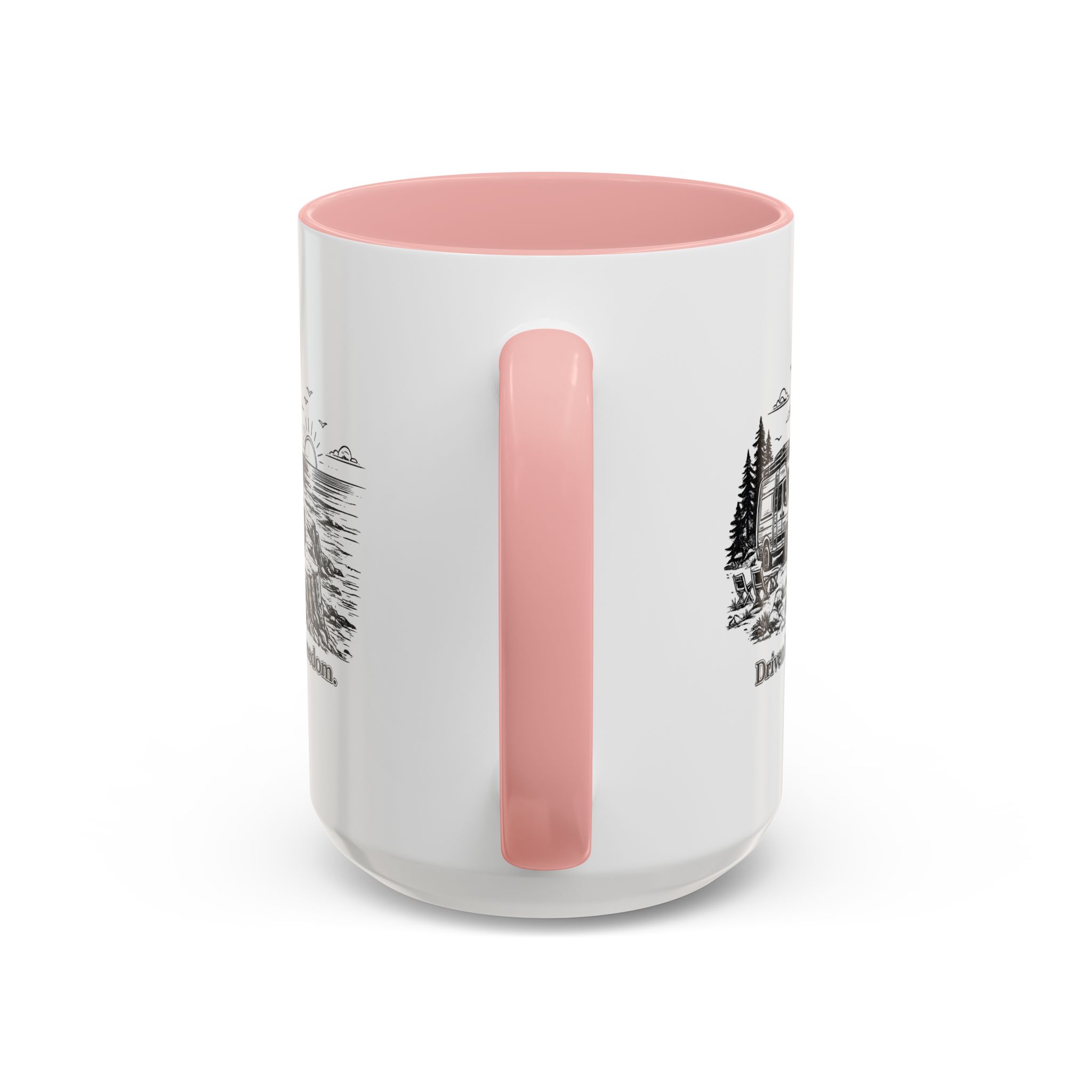 Accent Coffee Mug (11, 15oz) — "Driven By Freedom" Design Minimal-Line
