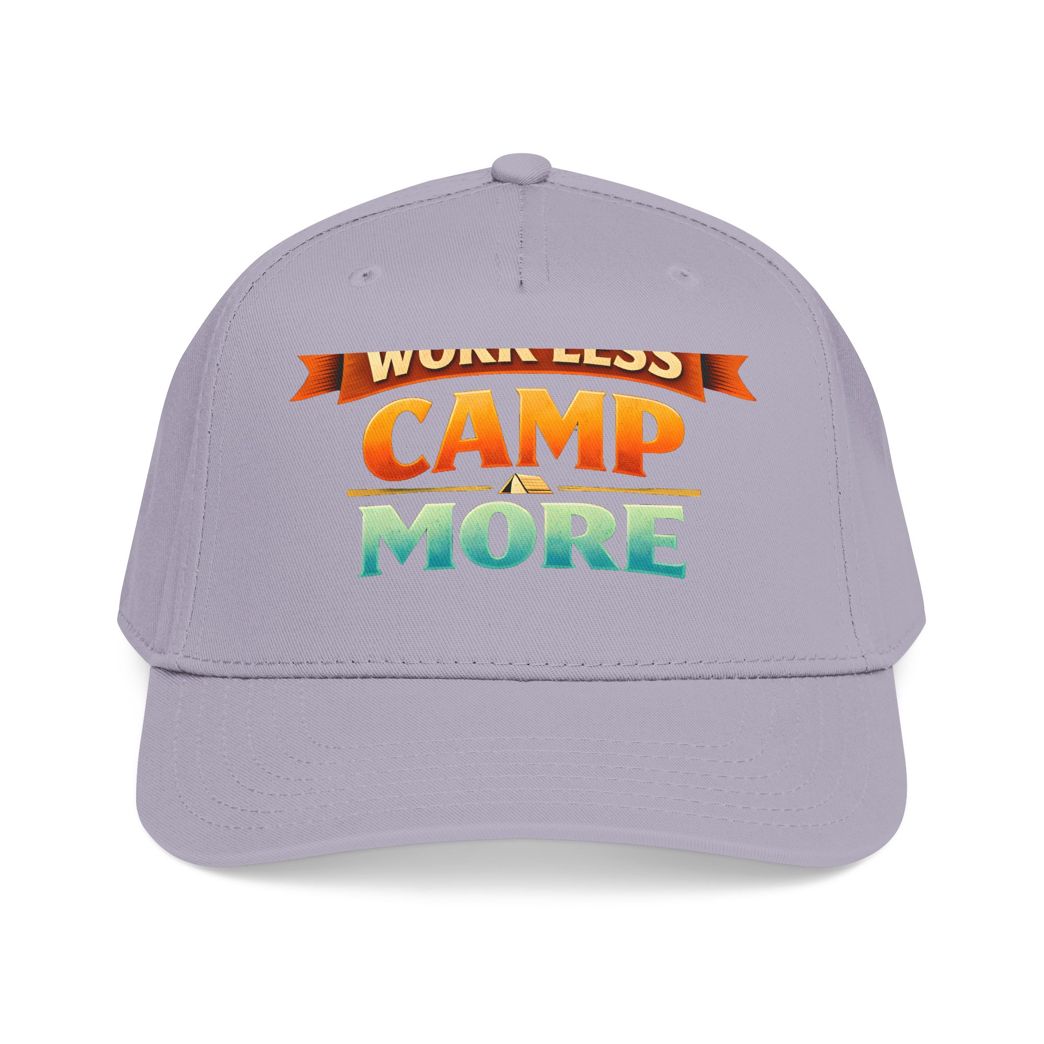 Baseball Cap - "Work Less-Camp More" Design Scenic-Line