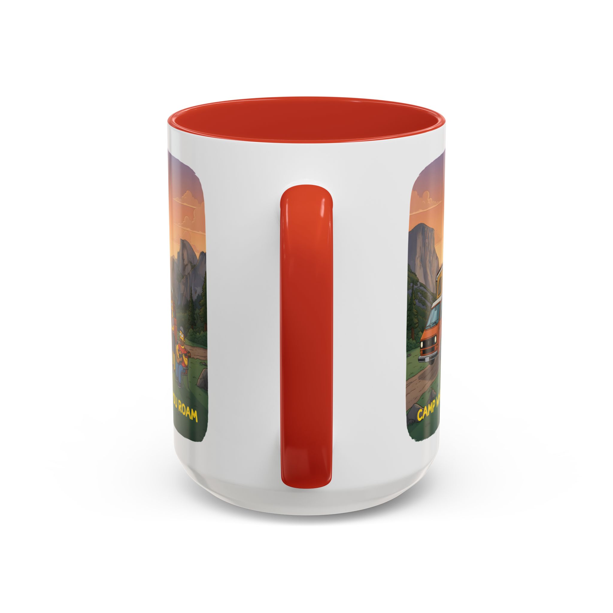 Accent Coffee Mug (11, 15oz) — "Camp Where You Roam" Design Sitcom-Line