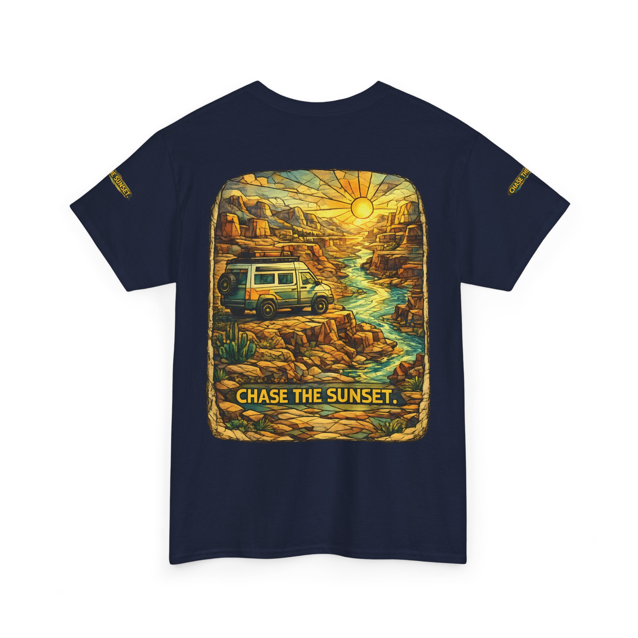 6526150212058345176_2048.jpeg Unisex Heavy Cotton Tee — "Chase The Sunset" Design Cubic-Line