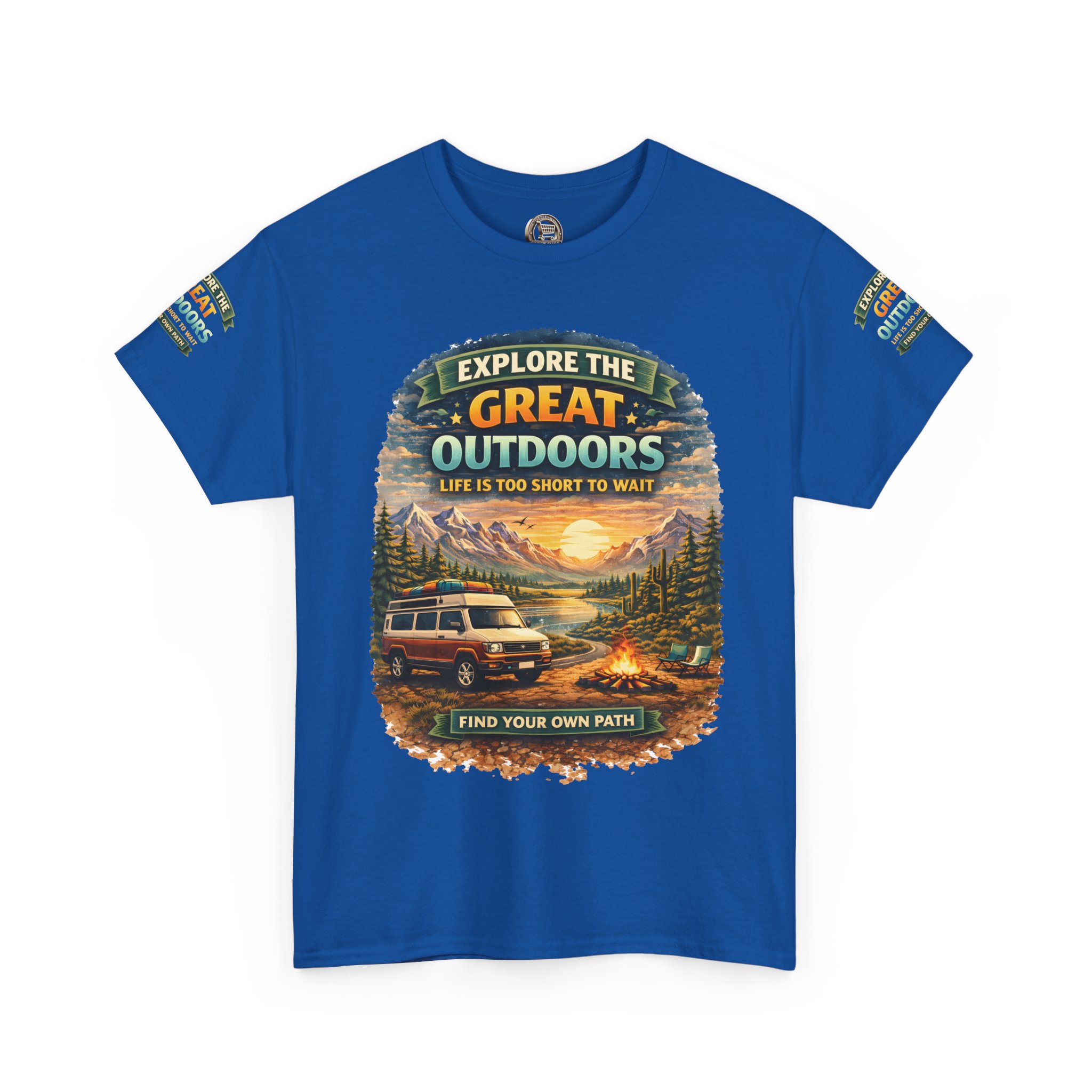 Unisex Heavy Cotton Tee — "Explore The Great Outdoors" Design Scenic-Line