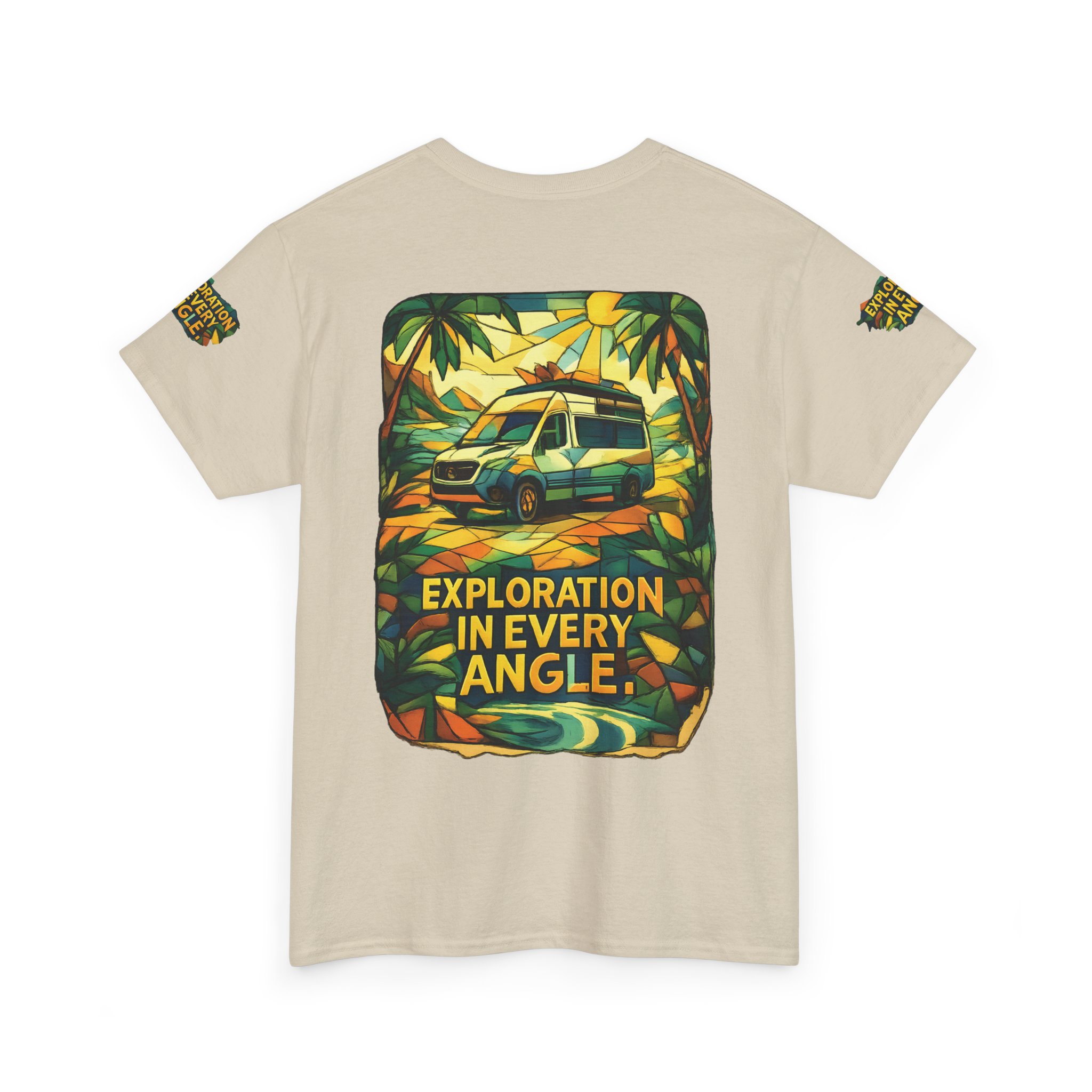 Unisex Heavy Cotton Tee — "Exploration In Every Angle" Design Cubic-Line