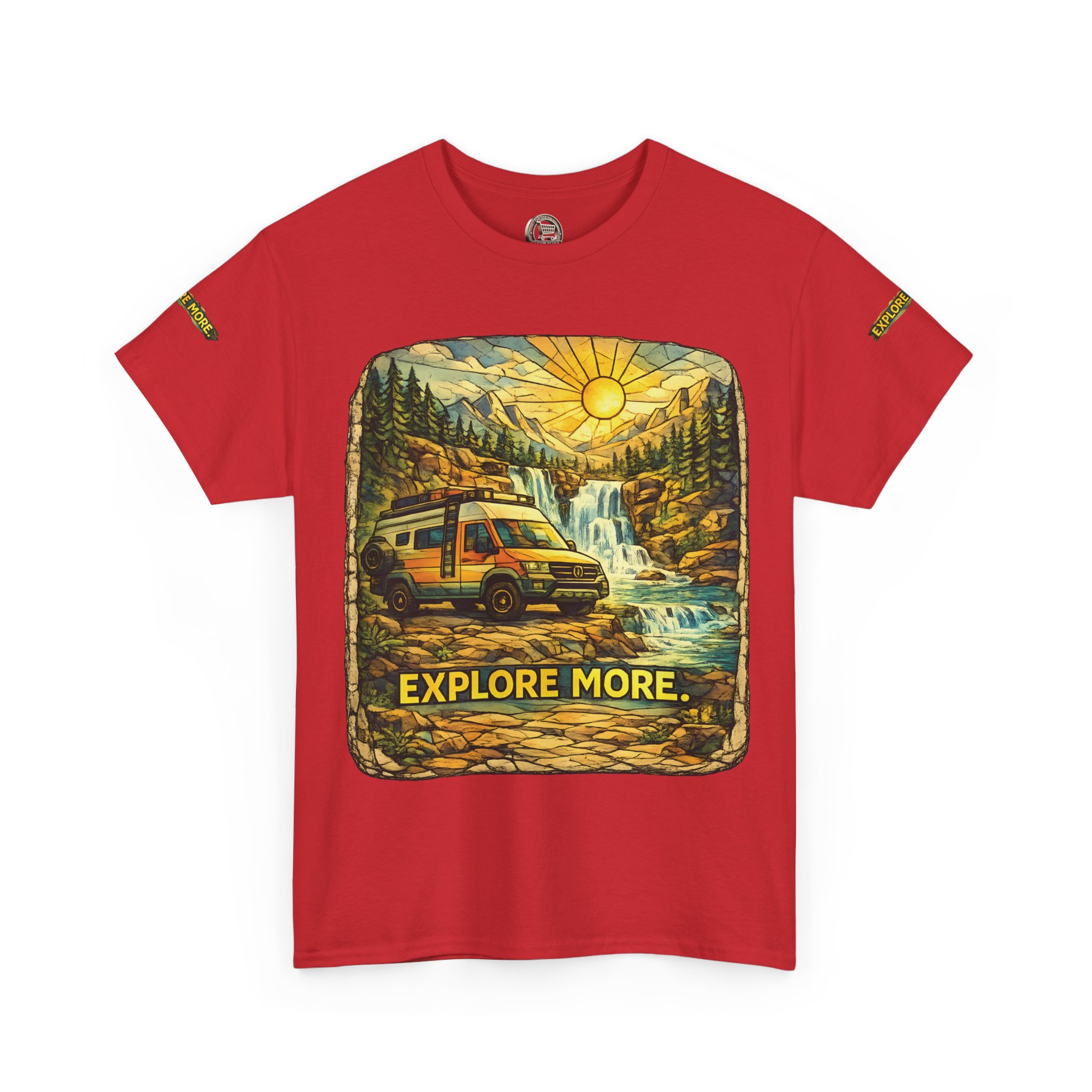 Unisex Heavy Cotton Tee — "Explore More" Design Cubic-Line