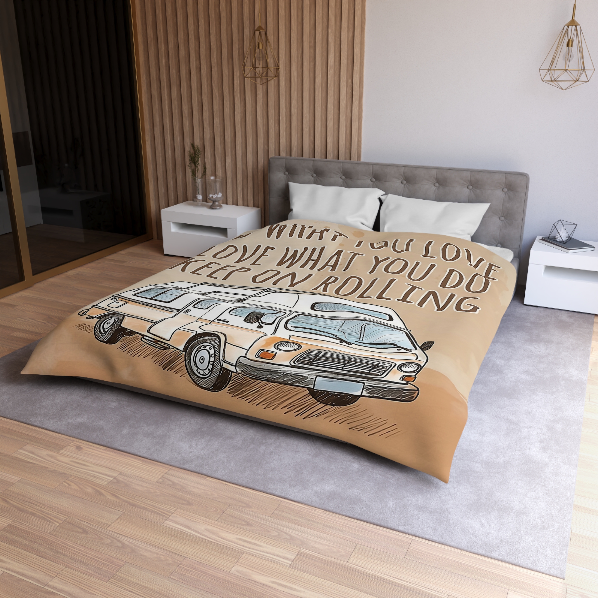 6531101356131807337_2048.jpeg Duvet Cover - 'Do What You Love, Keep On Rolling' Campervan Bedding