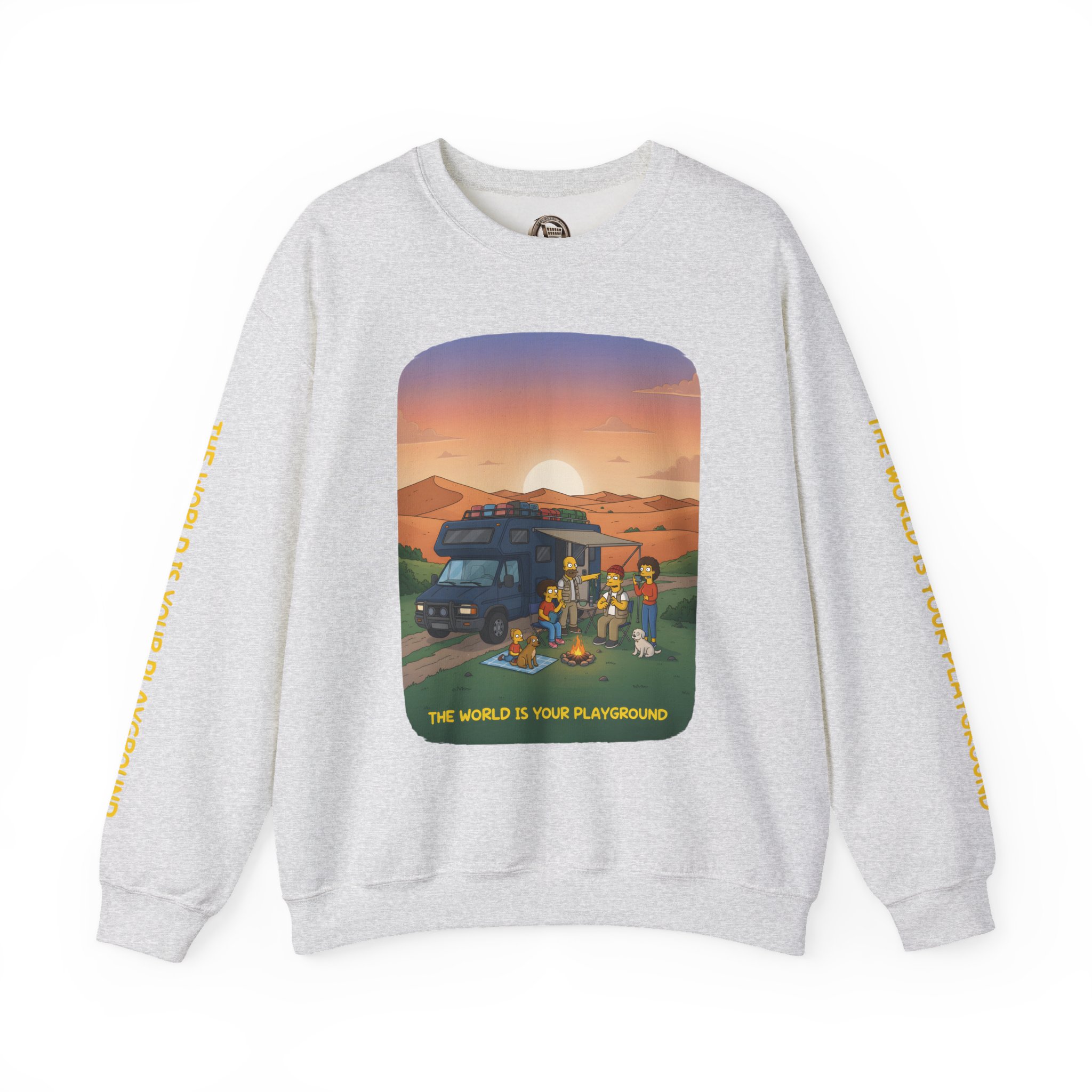 Unisex Heavy Blend™ Crewneck Sweatshirt — "The World Is Your playground" Design Sitcom-Line