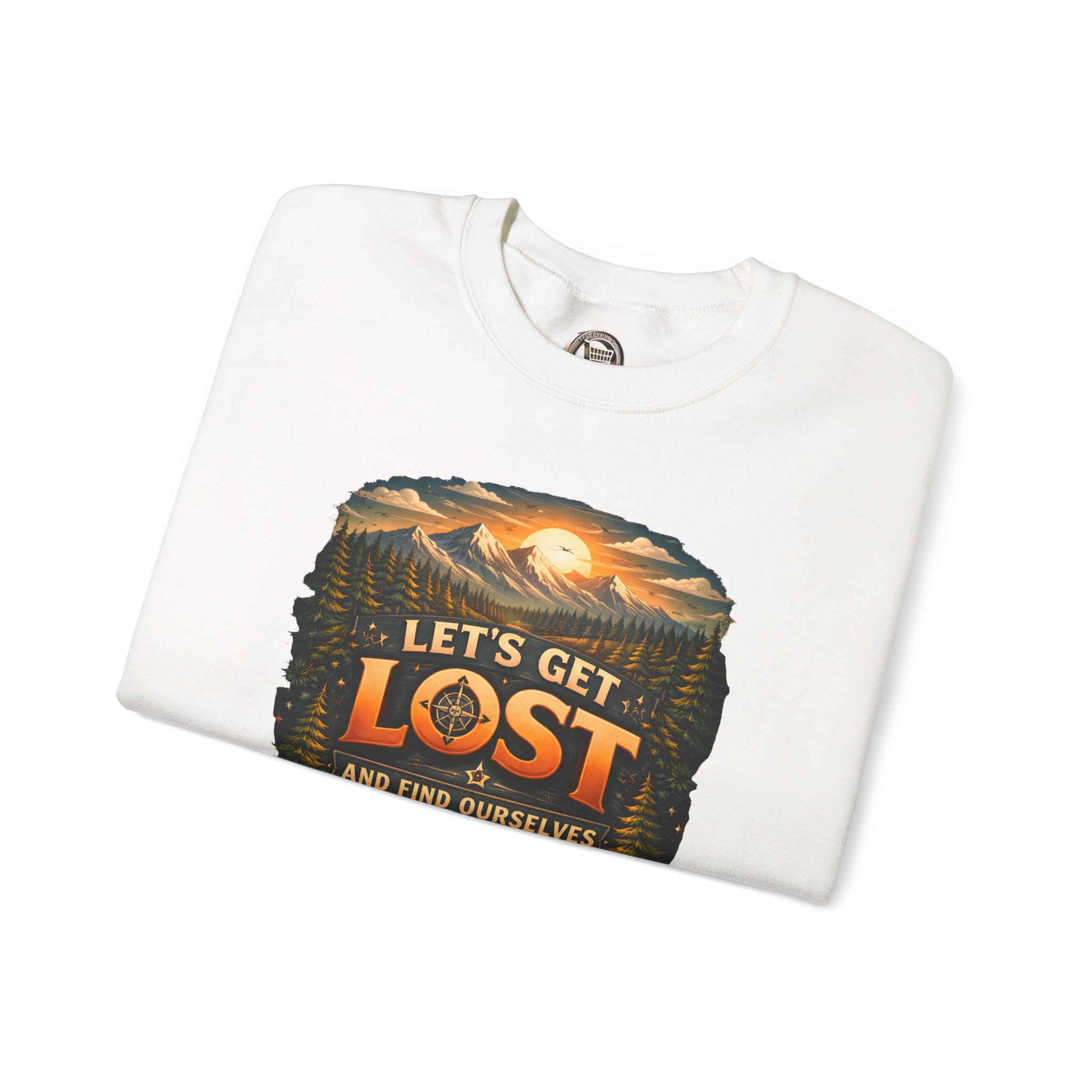 Unisex Heavy Blend™ Crewneck Sweatshirt — "Let´s Get Lost And Found Ourselfs" Design Scenic-Line