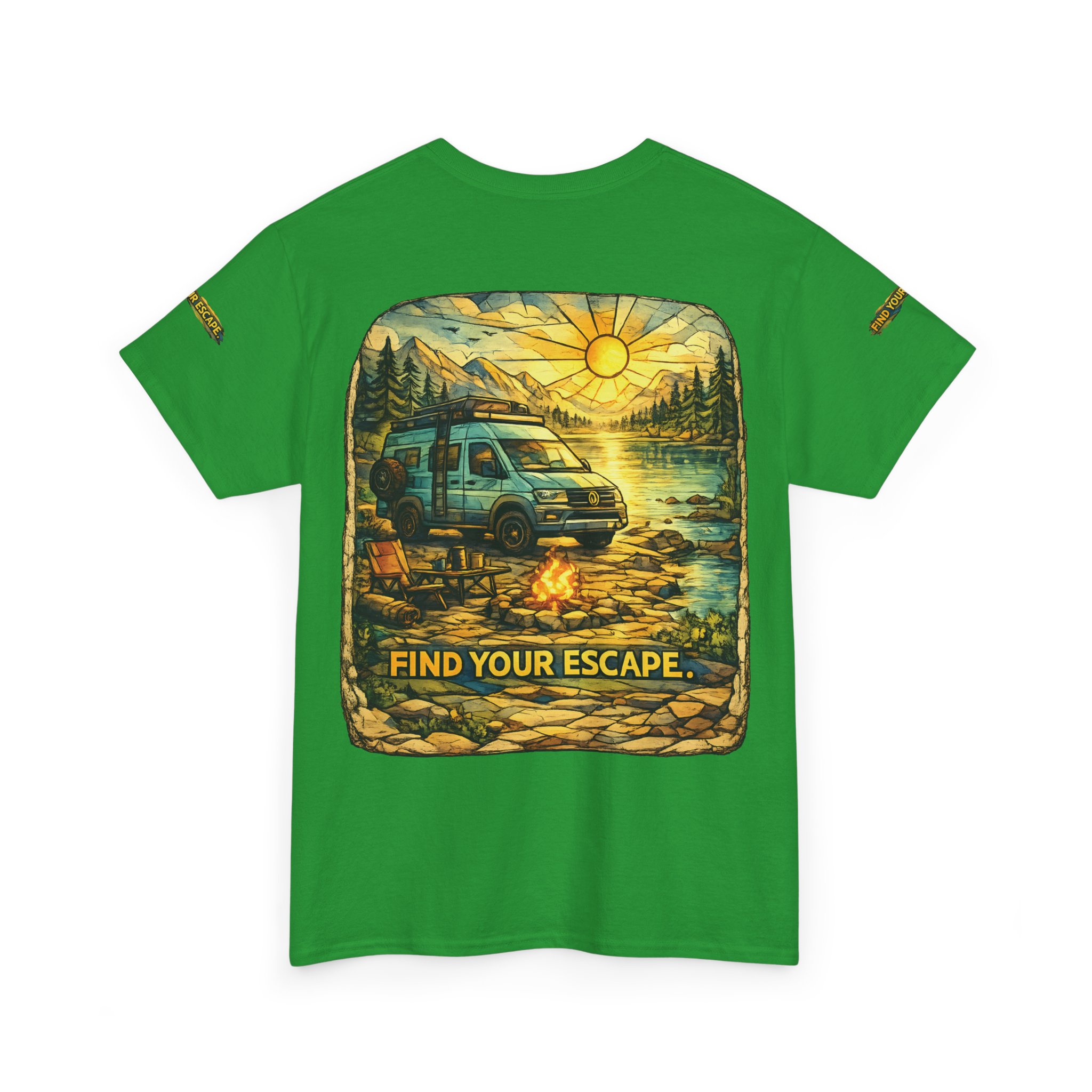 Unisex Heavy Cotton Tee — "Find Your Escape" Design Cubic-Line