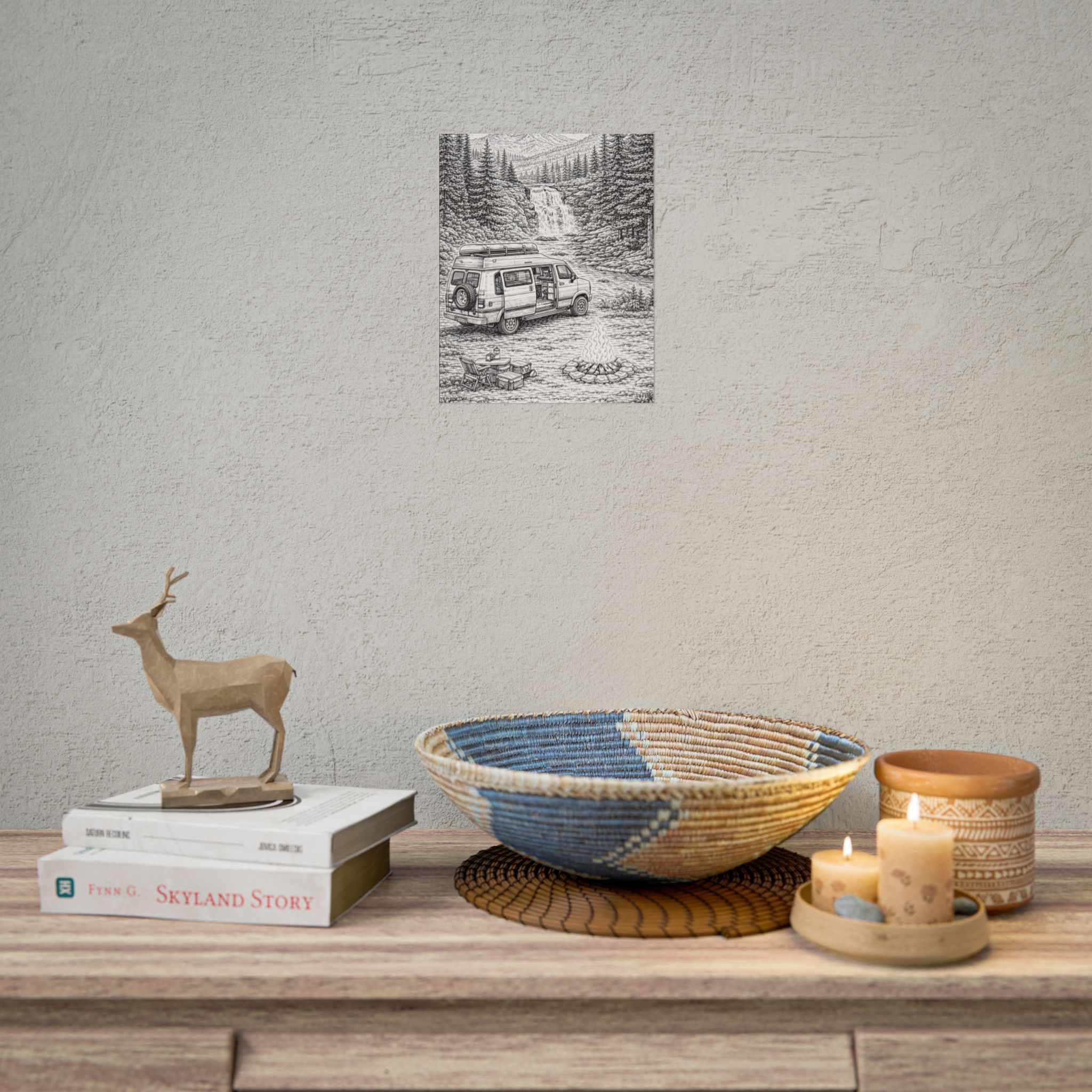 Campervan Poster — Vintage RV Camping Landscape Wall Art