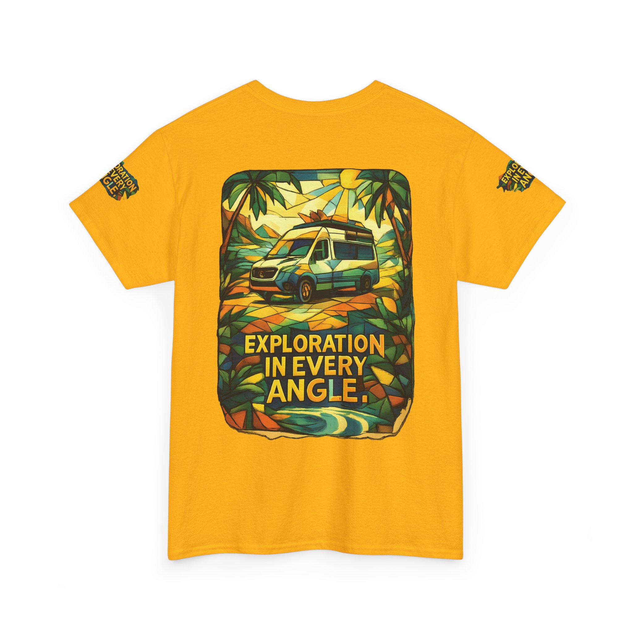 Unisex Heavy Cotton Tee — "Exploration In Every Angle" Design Cubic-Line