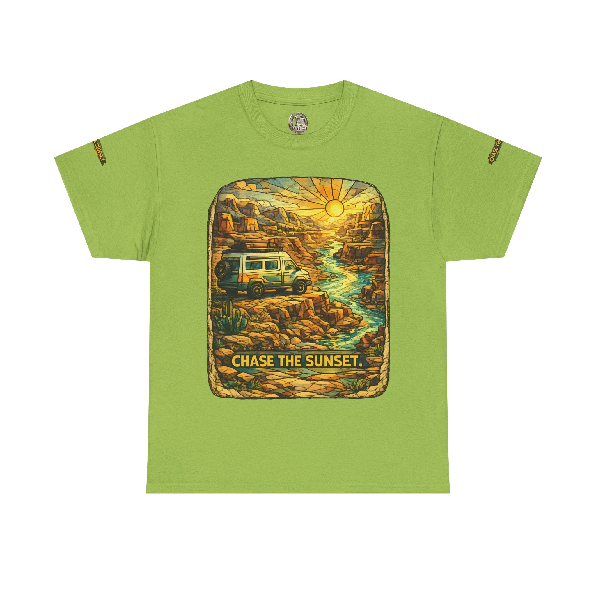 6545659452686426471_2048.jpeg Unisex Heavy Cotton Tee — "Chase The Sunset" Design Cubic-Line