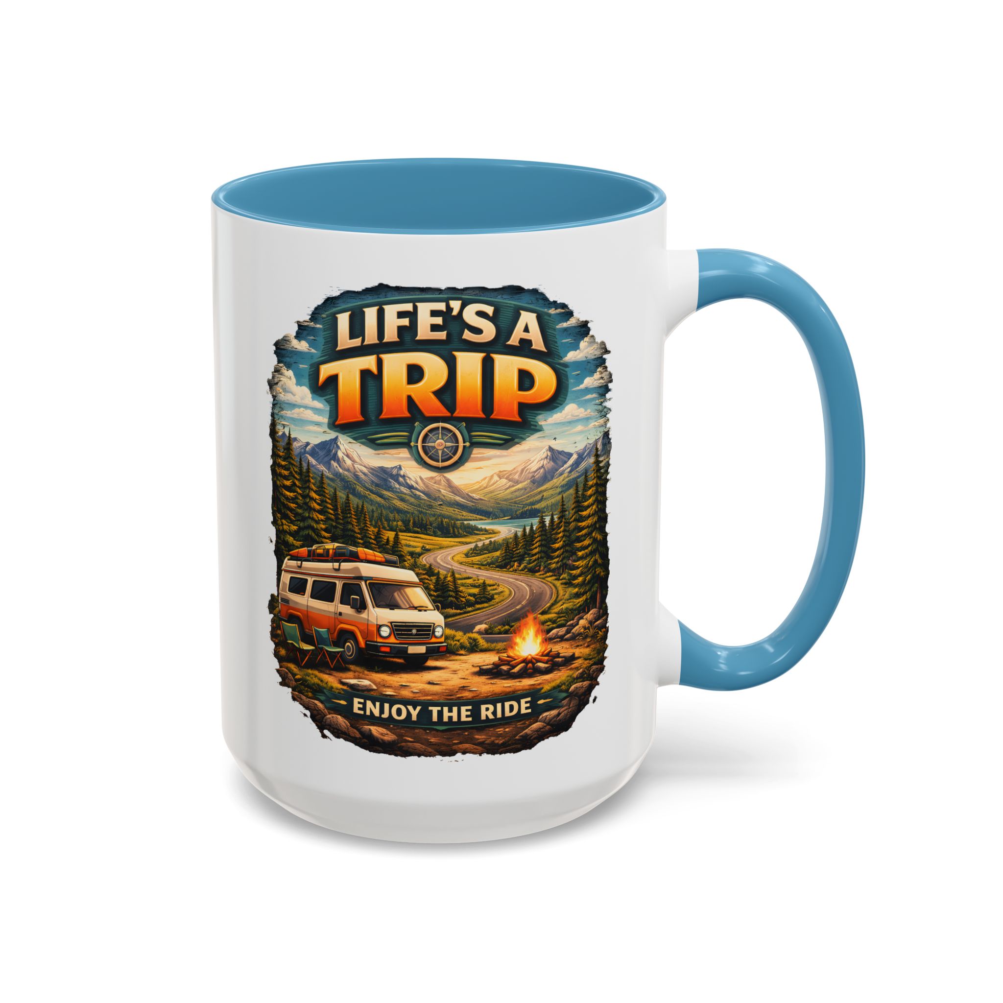 Accent Coffee Mug (11, 15oz) — "Life s A Trip" Design Scenic-Line
