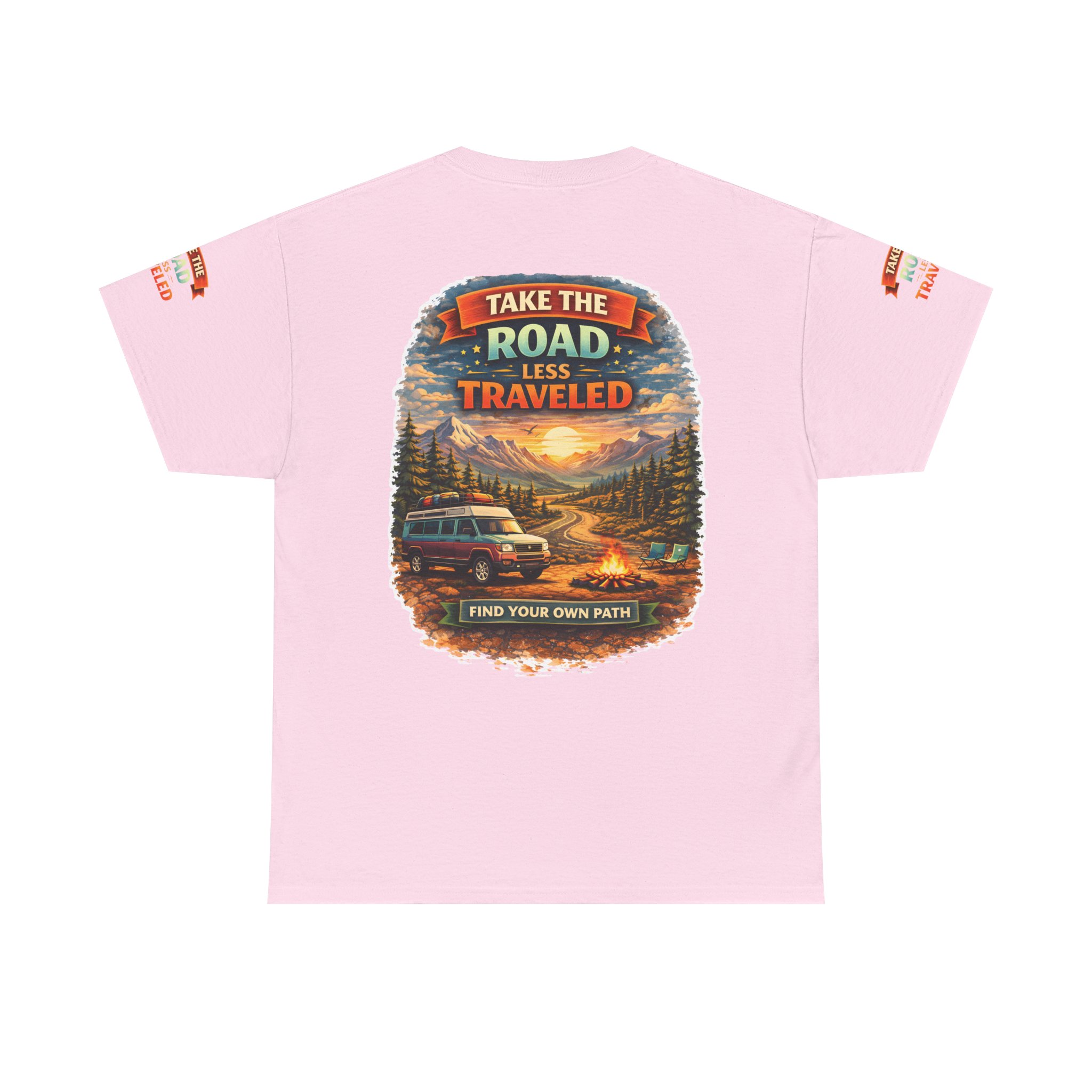 Unisex Heavy Cotton Tee — "Take The Road Less Traveled" Design Scenic-Line