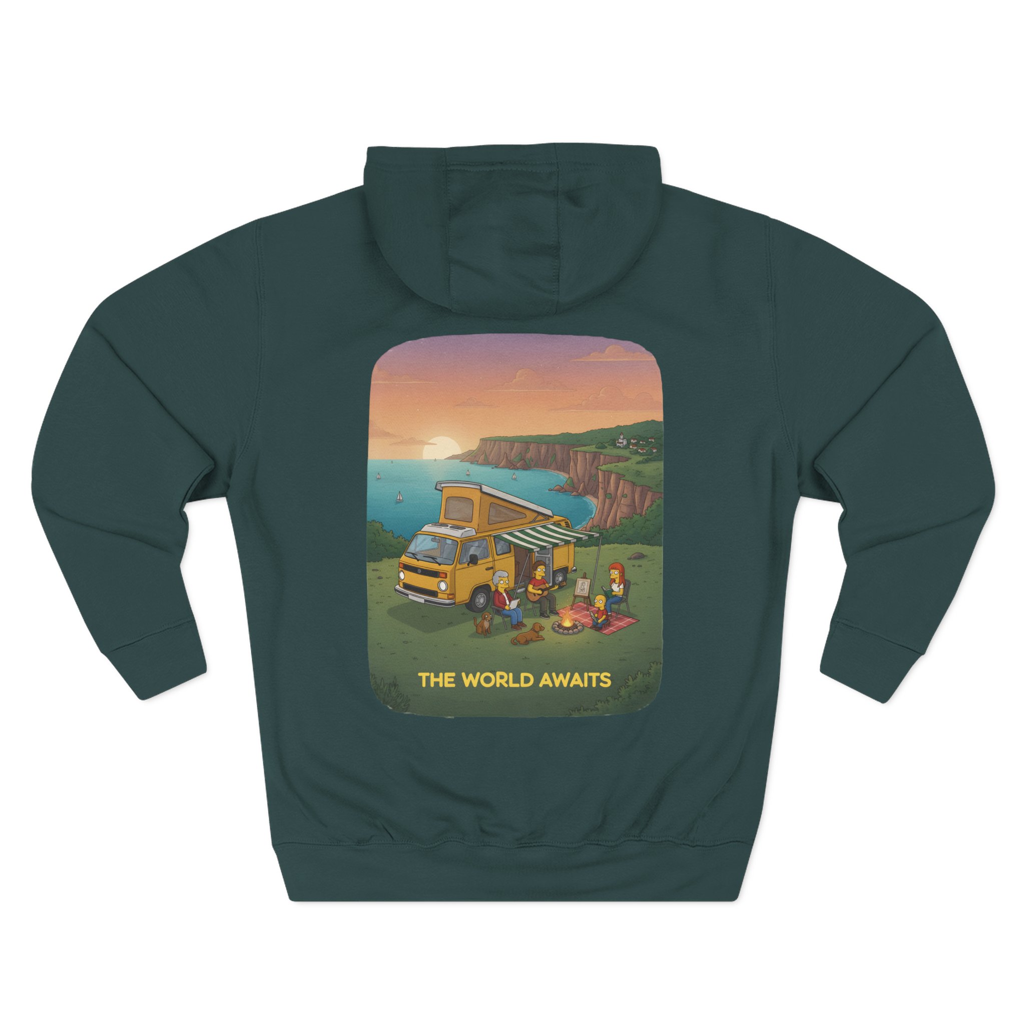 Three-Panel Fleece Hoodie - "The World Awaits" Design Sitcom-Line