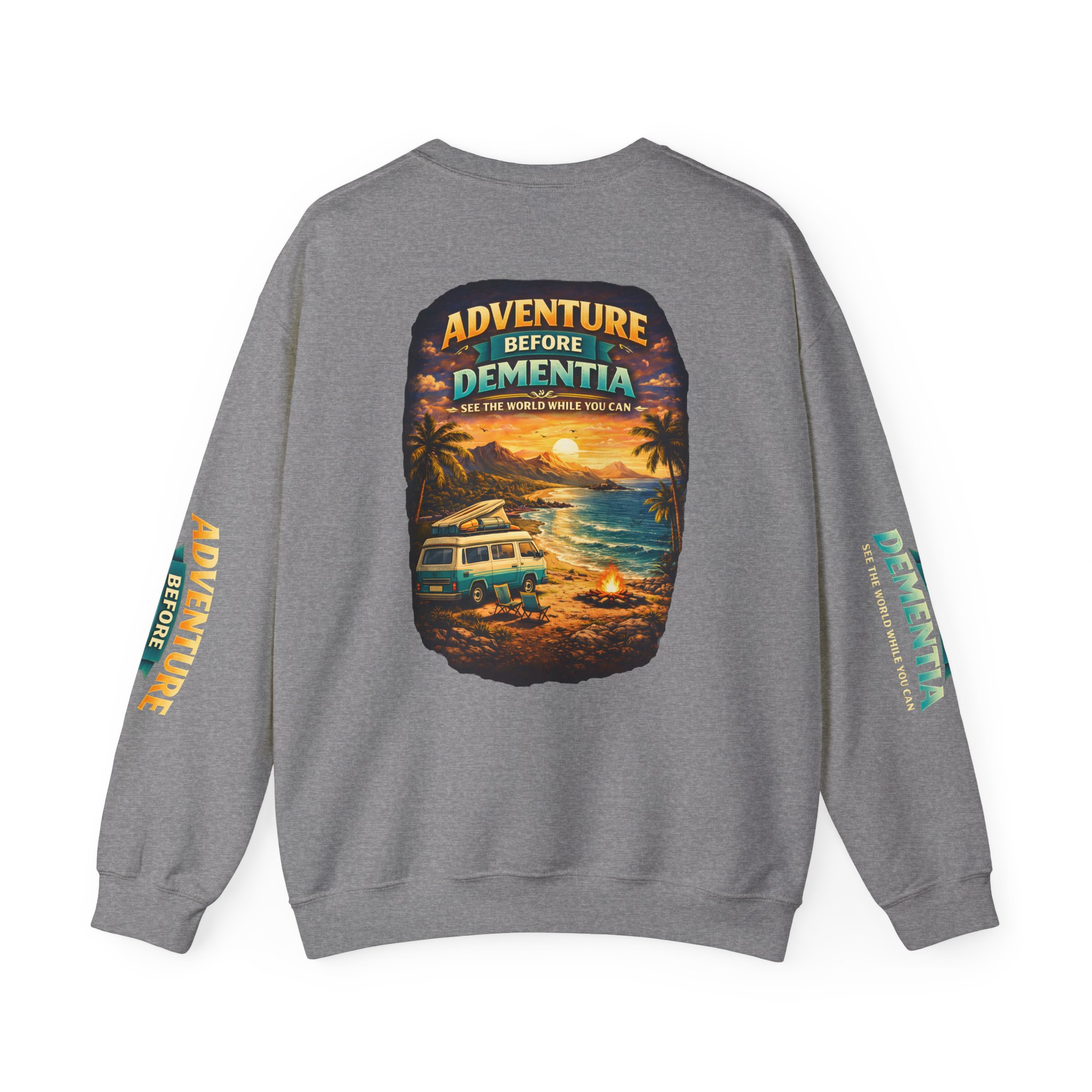 Unisex Heavy Blend™ Crewneck Sweatshirt — "Adventure Before Dementia" Design Scenic-Line