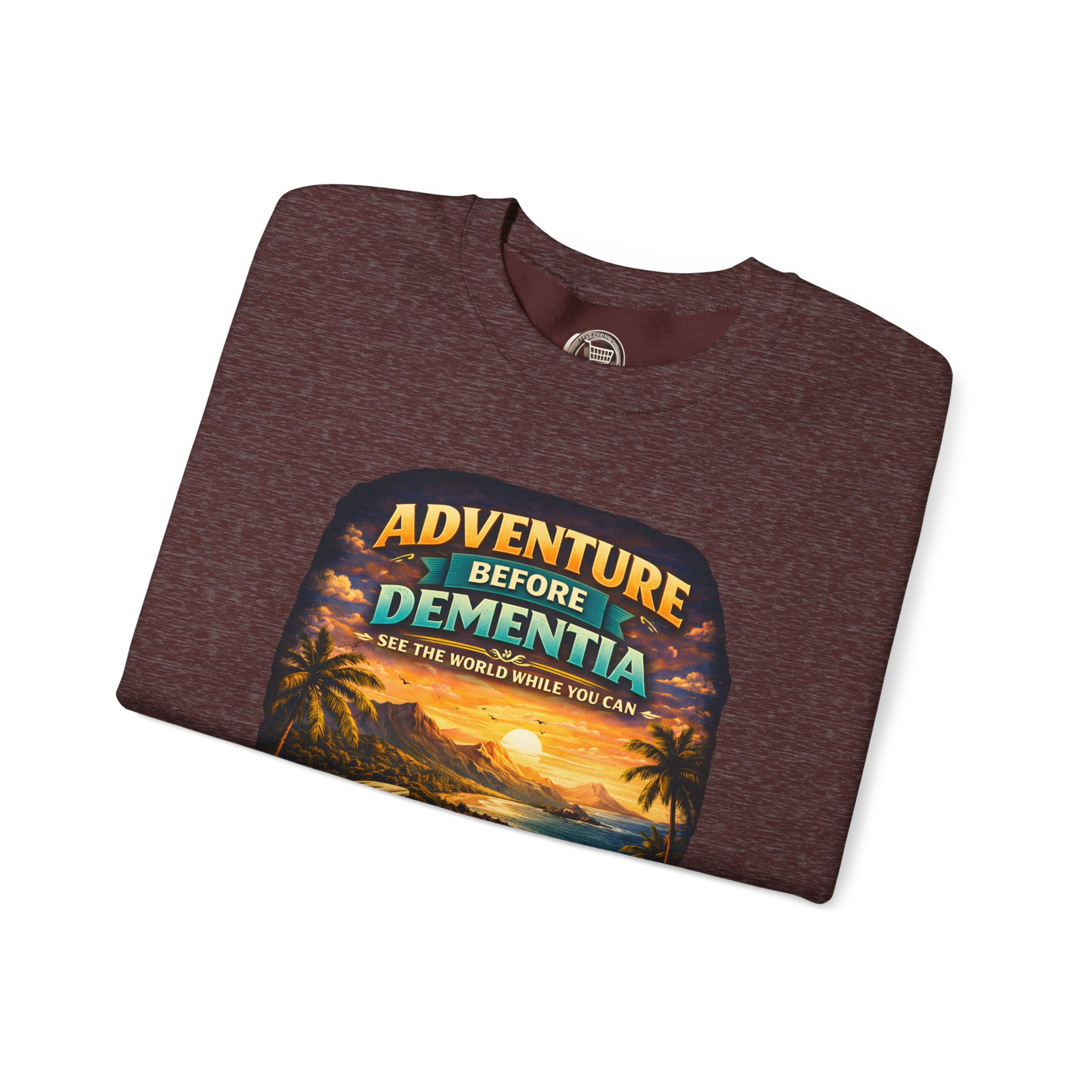 Unisex Heavy Blend™ Crewneck Sweatshirt — "Adventure Before Dementia" Design Scenic-Line