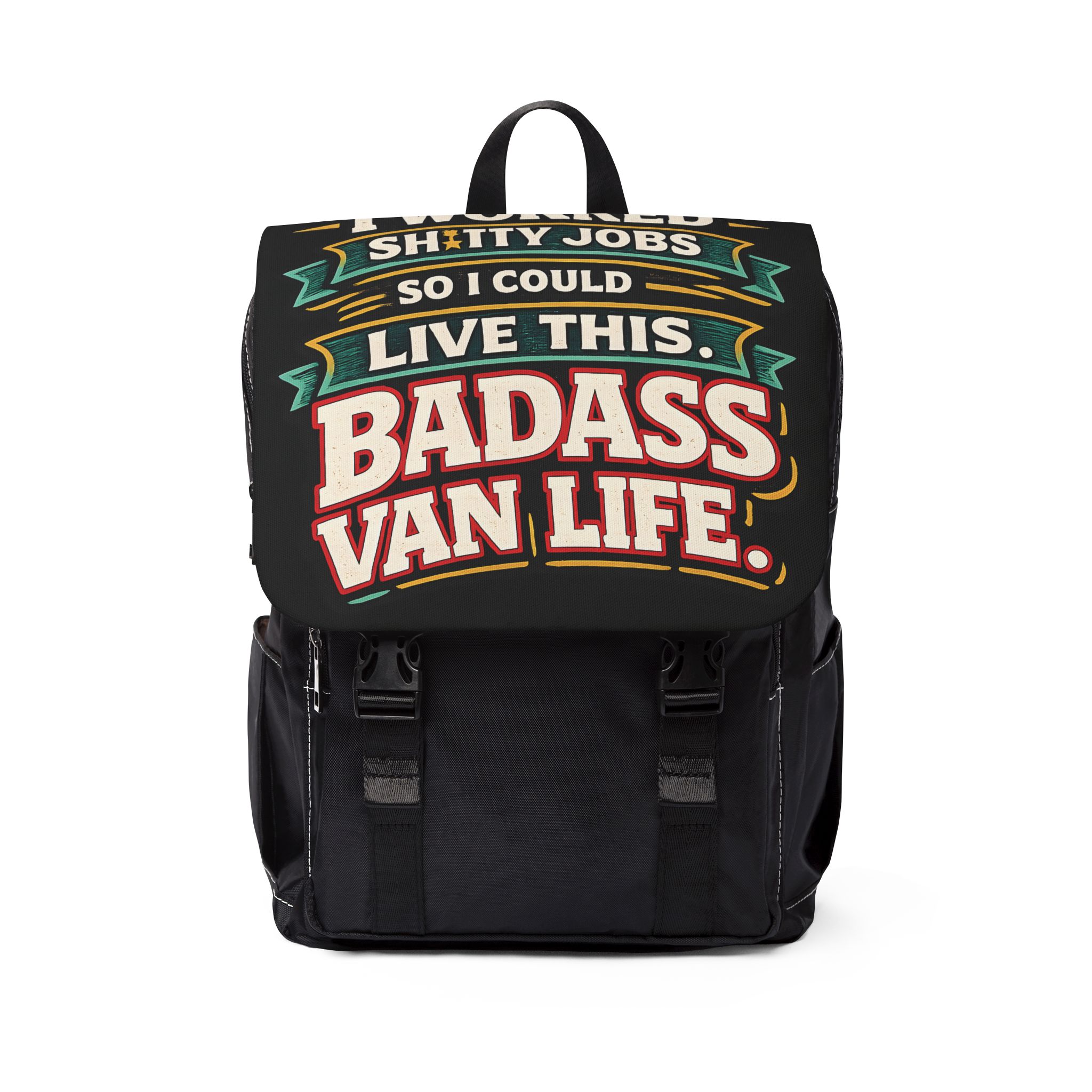 6556852088676693624_2048.jpeg Unisex Casual Shoulder Backpack — "I Worked Shitty Jobs" Design F**K-Line