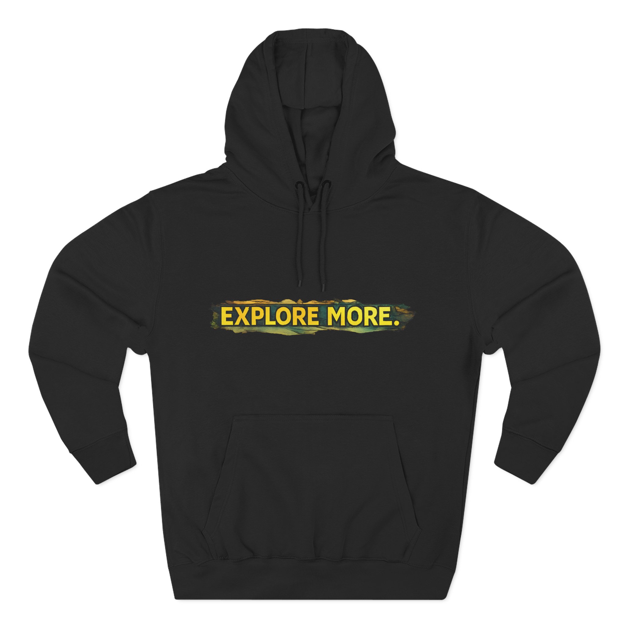 Three-Panel Fleece Hoodie - "Explore More" Design Cubic-Line