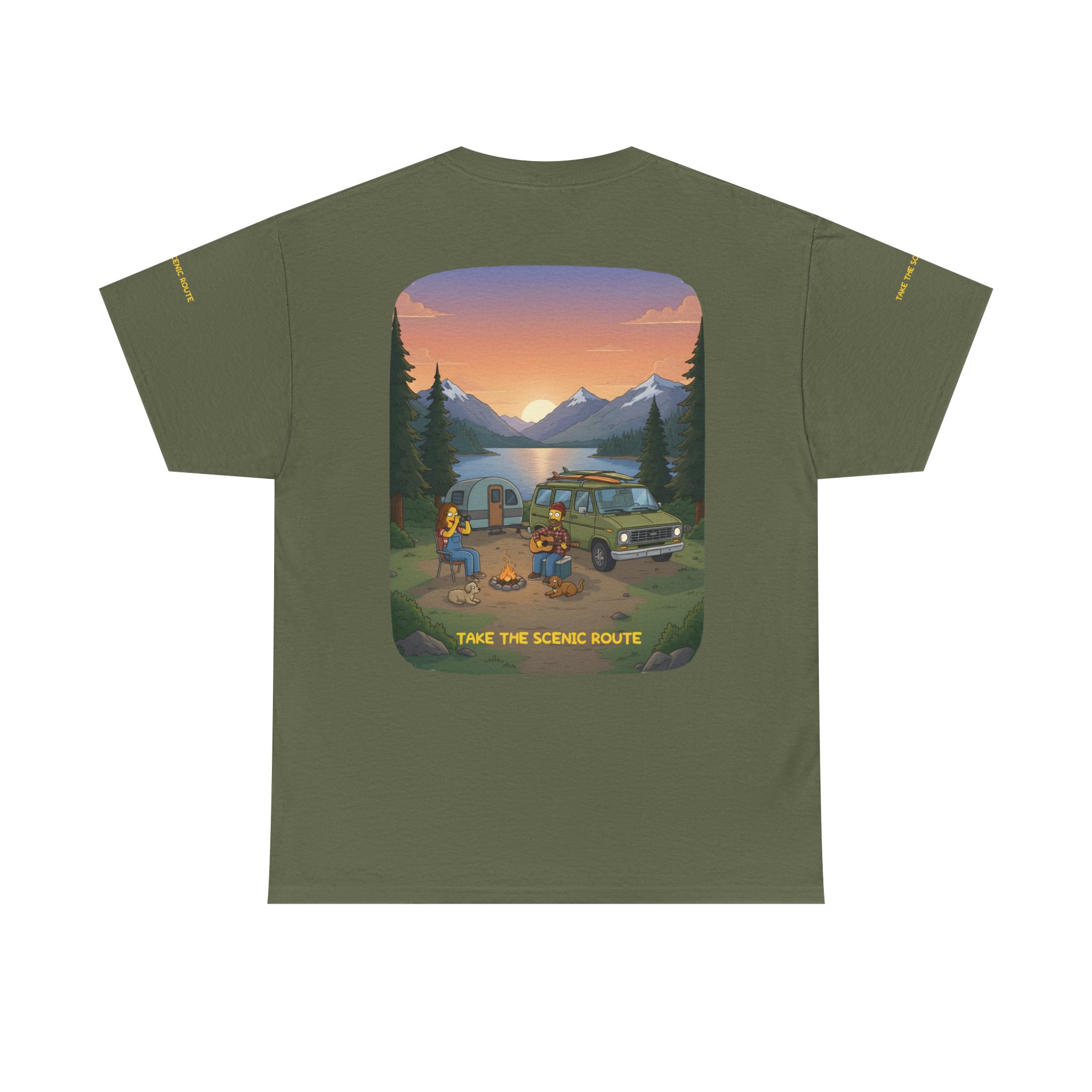 Unisex Heavy Cotton Tee — "Take The Scenic Route" Design Sitcom-Line