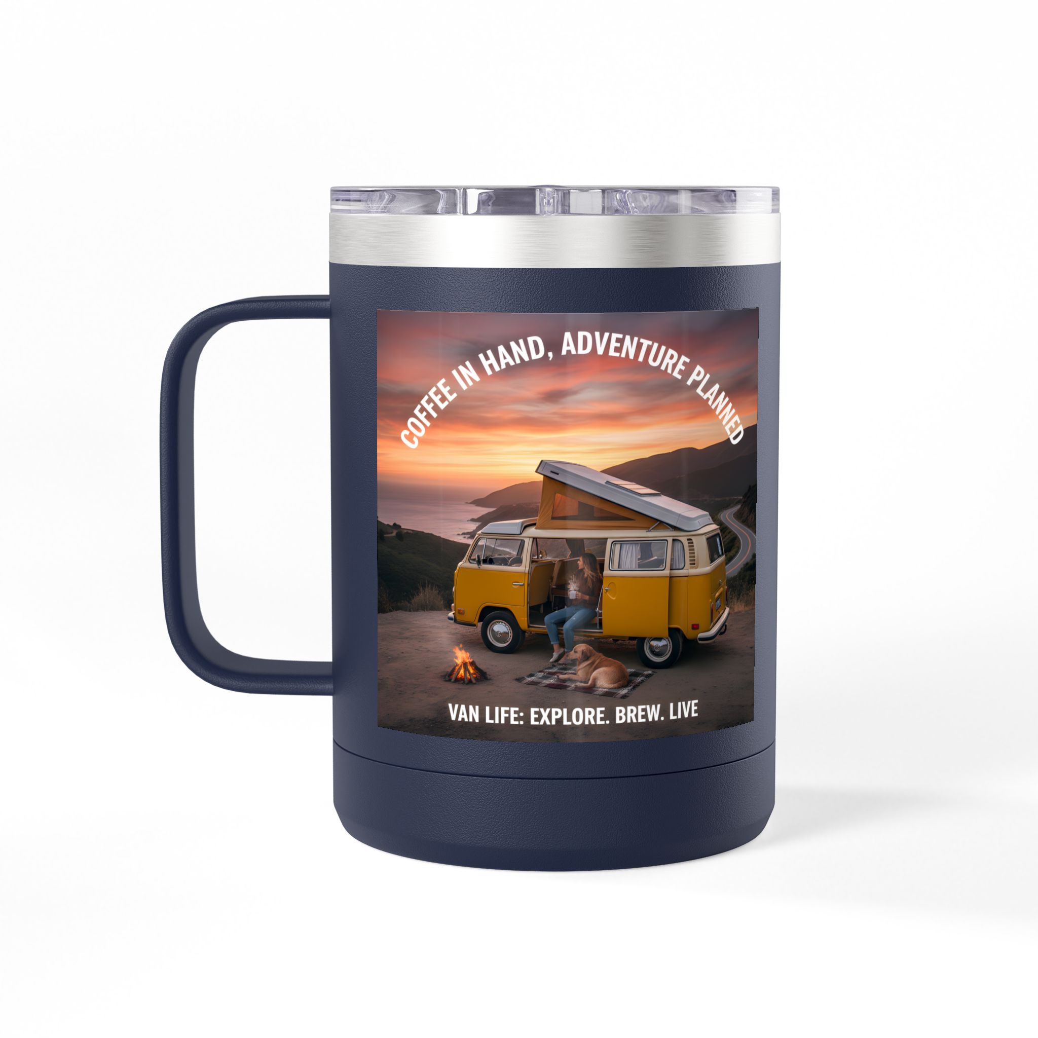 Coffee Mug Tumbler, 15oz — "Coffee in Hand, Adventure Planned"